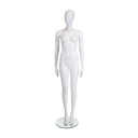 Maniquí femenino blanco, plástico, base de vidrio y pasador para pantorrillas