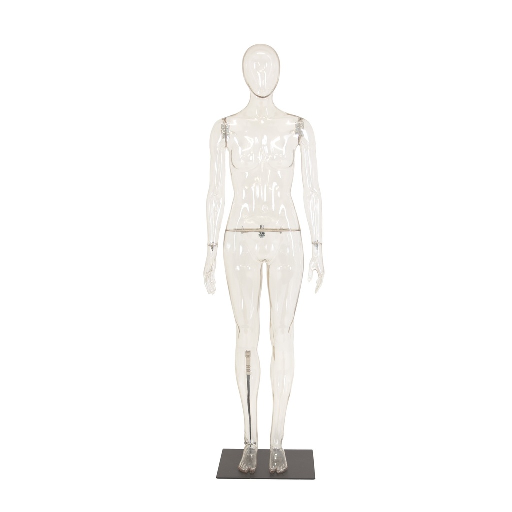 BINK - Mannequin femme transparent, plastique, socle en métal et tige pour mollet