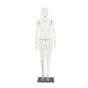 Maniquí femenino transparente, plástico, base de metálica y pasador para pantorrillas
