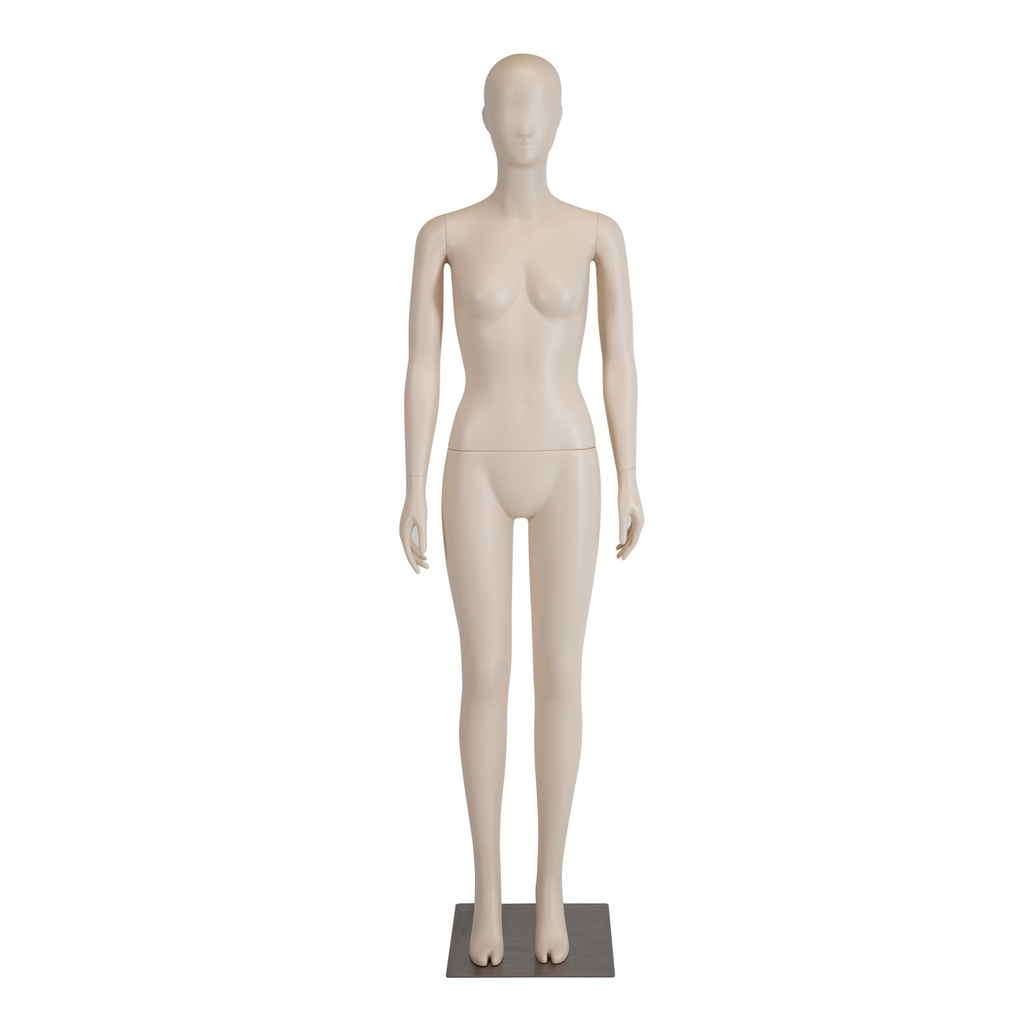 BINK - Mannequin femme, couleur chair clair nude mat, plastique, socle en métal et pin de mollet