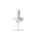 Tête de femme abstraite blanche sur socle en métal blanc époxy