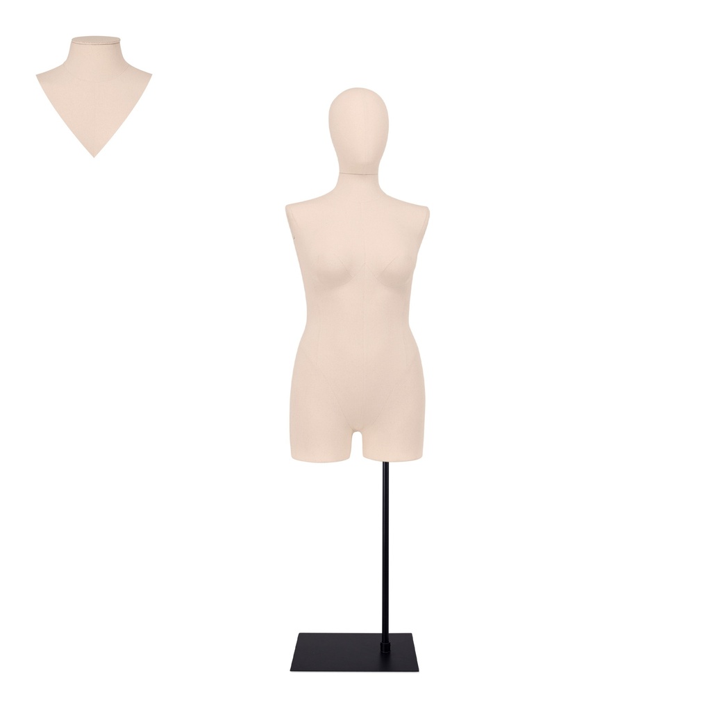 BINK - For rent, female plus size dressform with legs, ecru - EU40-42 on a black stand
