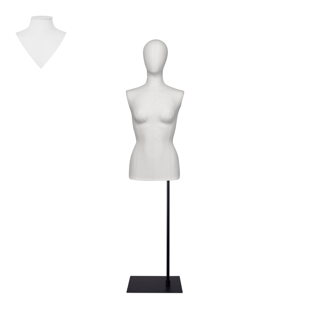 BINK - For rent, female dressform without legs white - EU38, on a black stand 