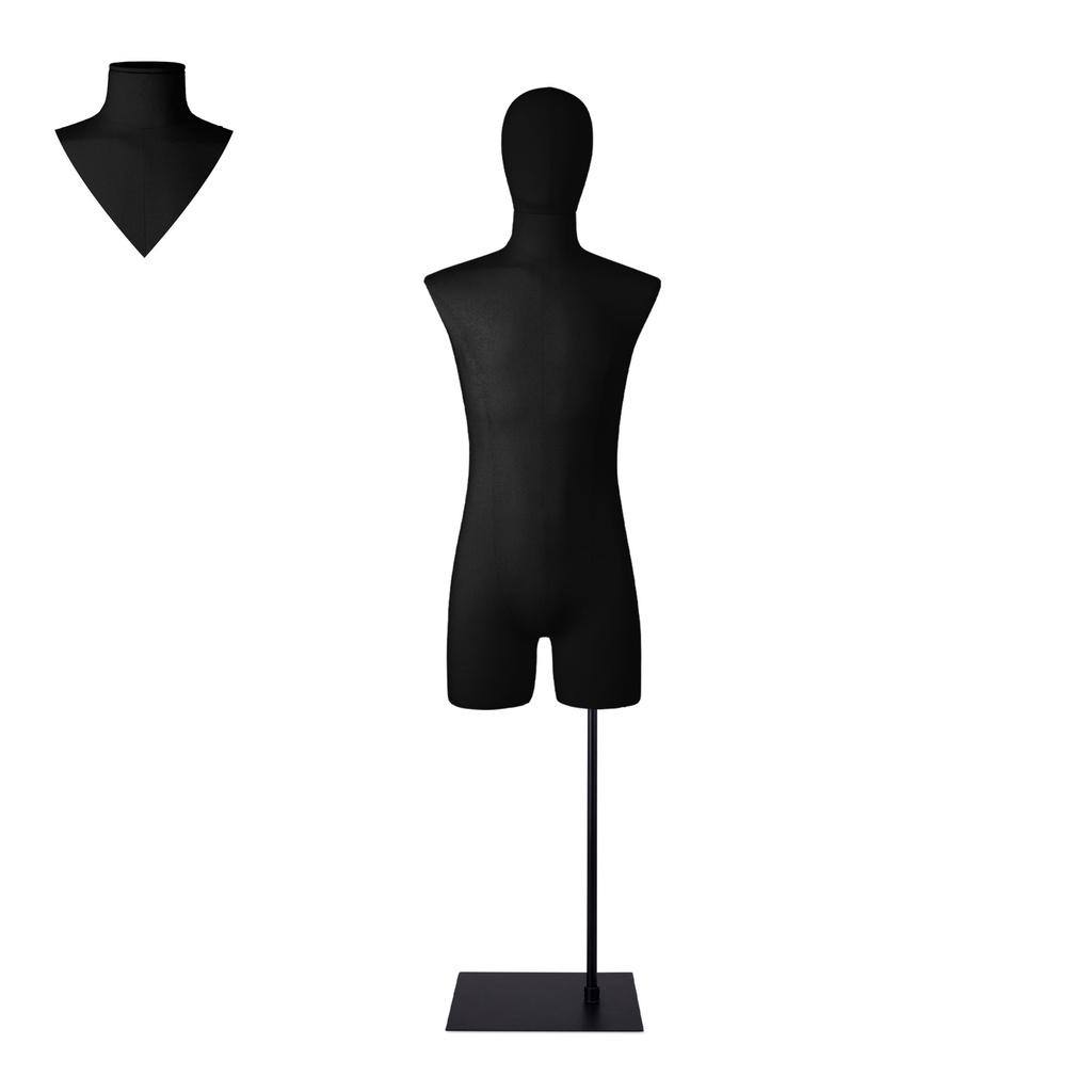 BINK - For rent, male dressform with legs black - M-L on a black stand 