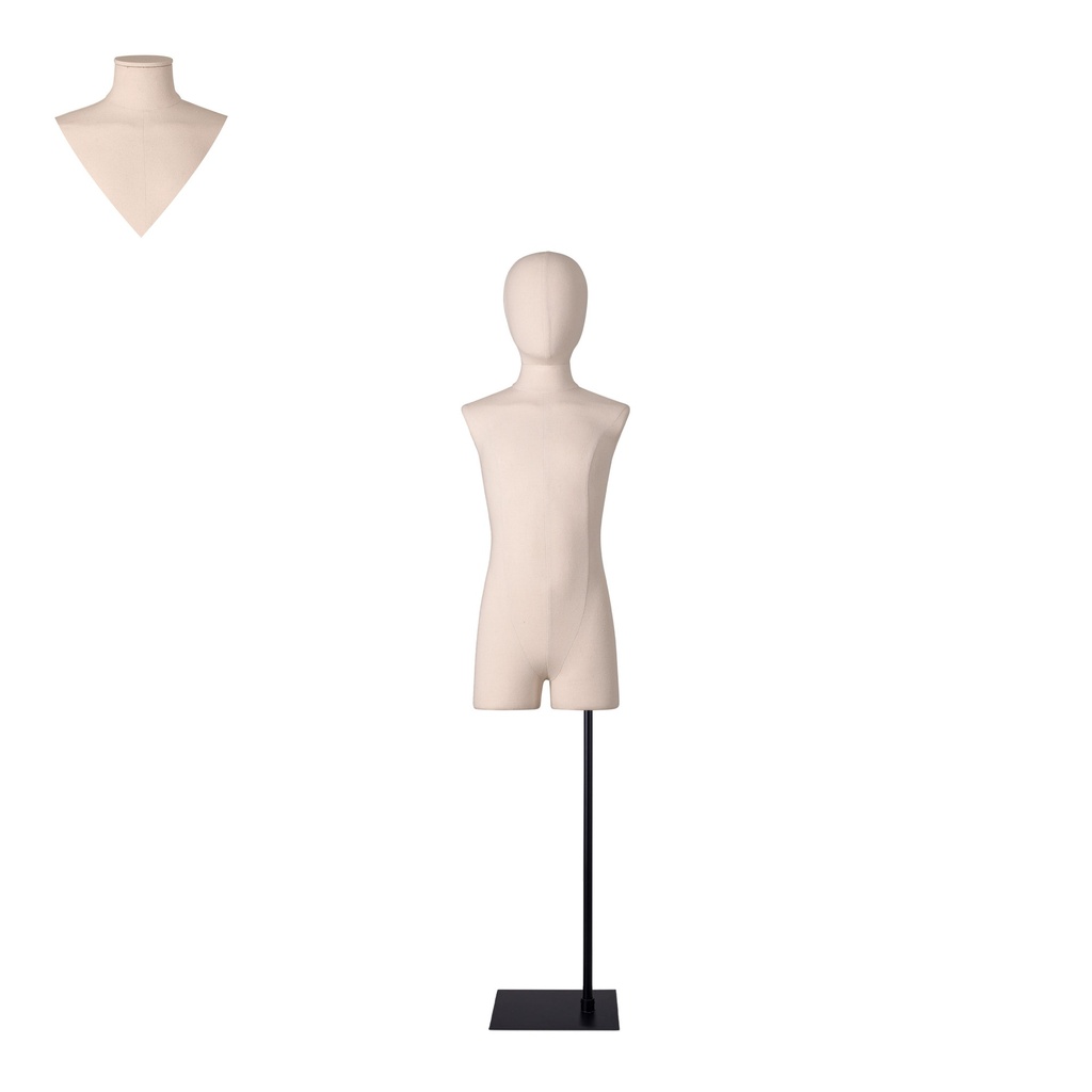BINK - For rent, child dressform with legs ecru - 8 years, on a black stand  