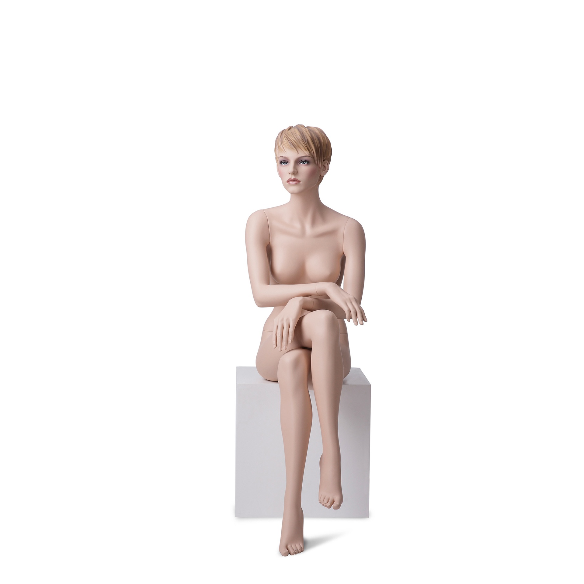 Damenfigur skulptiertem Haar, sitzend