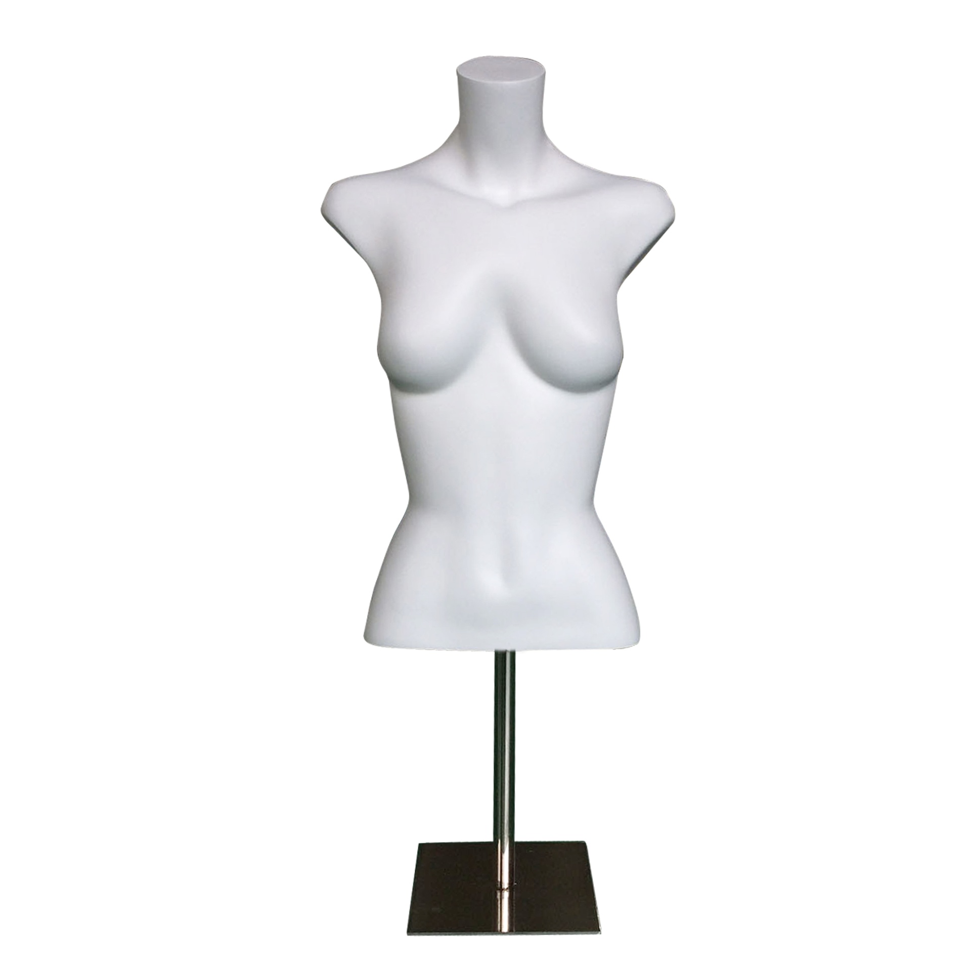 BINK - Short female bust , white ,incl base brushed steel