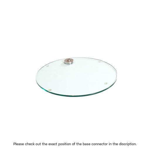Round tempered glass base dia 35 cm, M12 connector in brushed nickel (7 cm)