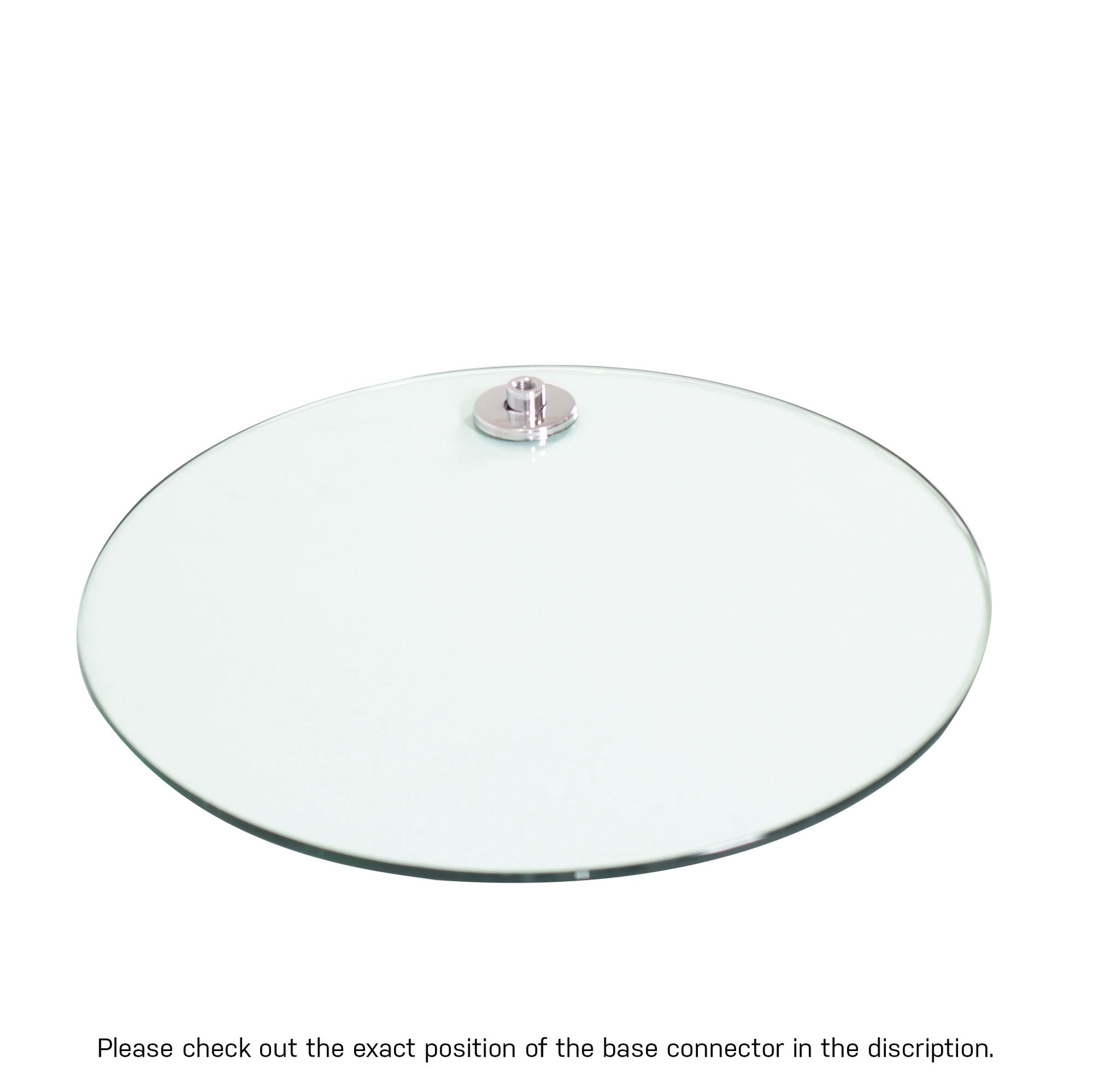 BINK - Base ronde en verre trempé, dia 42 cm, connecteur M12 en acier chromé