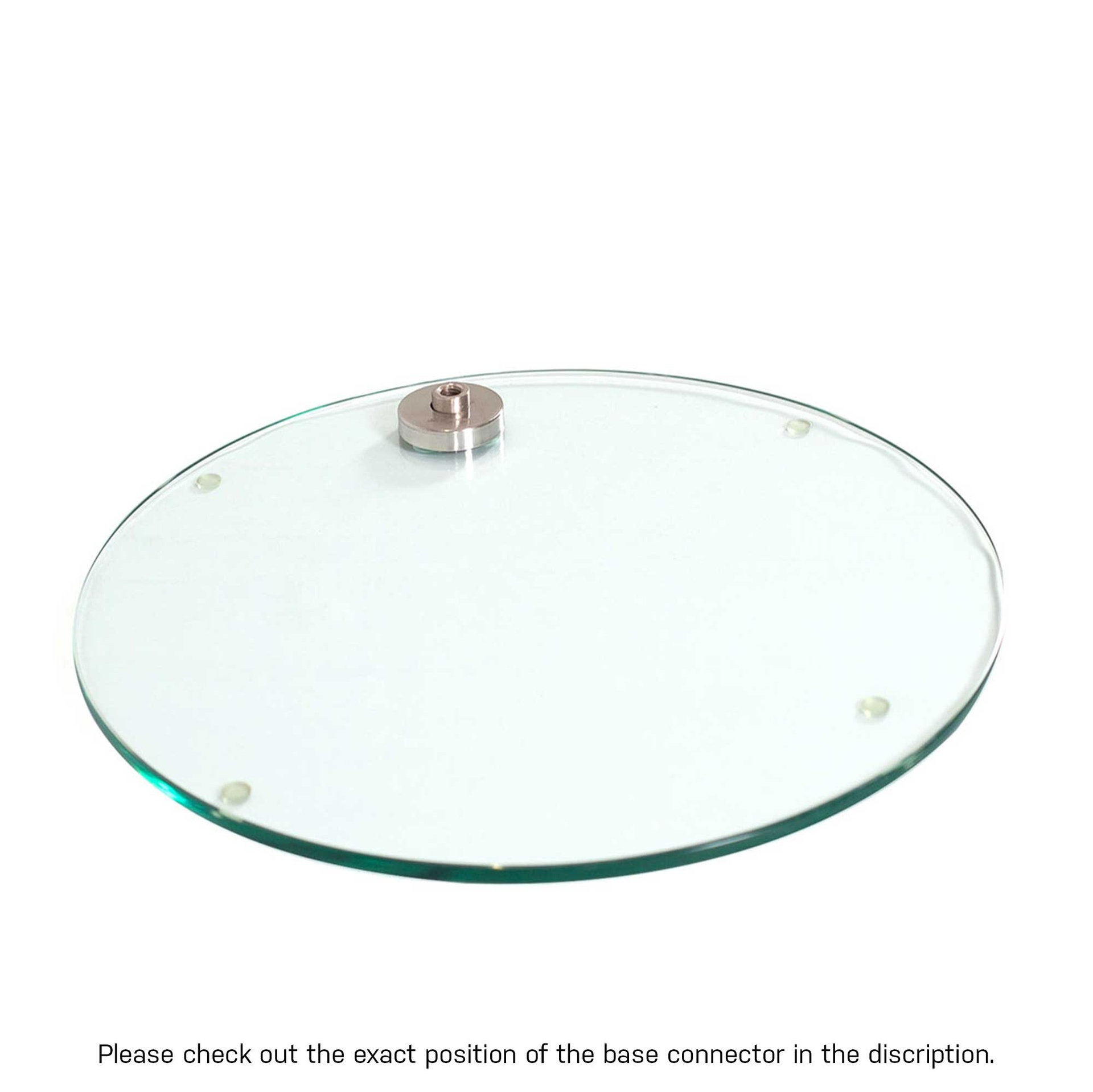 BINK - Runder Sockel aus gehärtetem Glas, Ø 42 cm, M12-Nickel-Anschluss (5 cm)