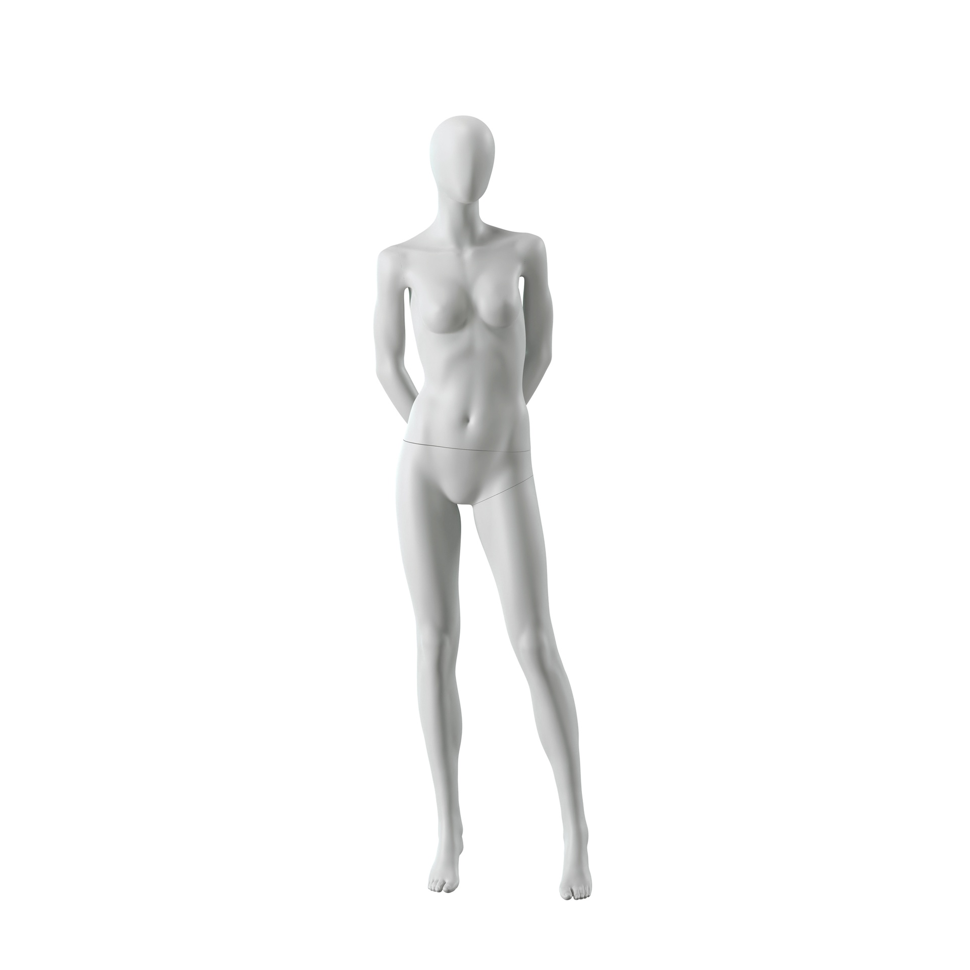 BINK - Maniquí femenino abstracto gris, con cabeza abstracta, base de vidrio, postura F002.