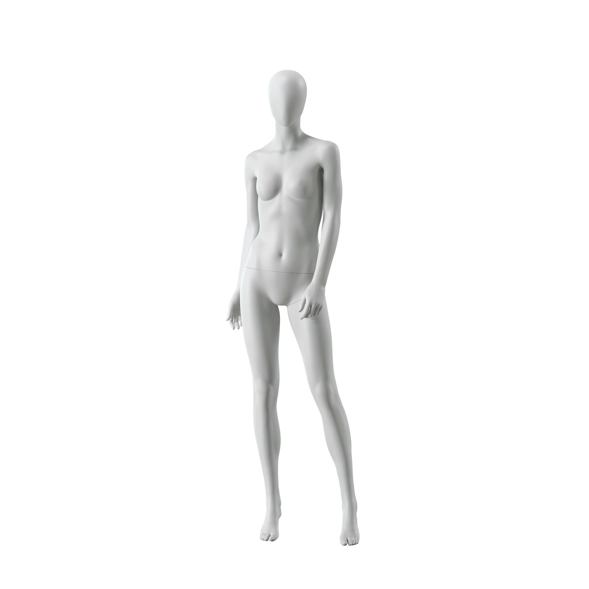 BINK - Maniquí femenino abstracto gris, con cabeza abstracta, base de vidrio, postura F003.