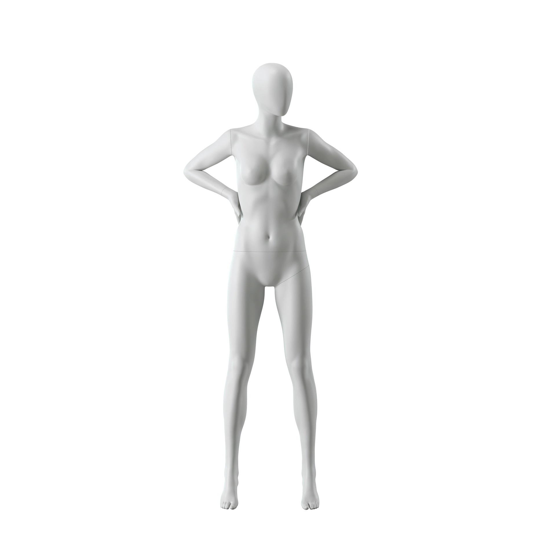 BINK - Maniquí femenino abstracto gris, con cabeza abstracta, base de vidrio, postura F004.