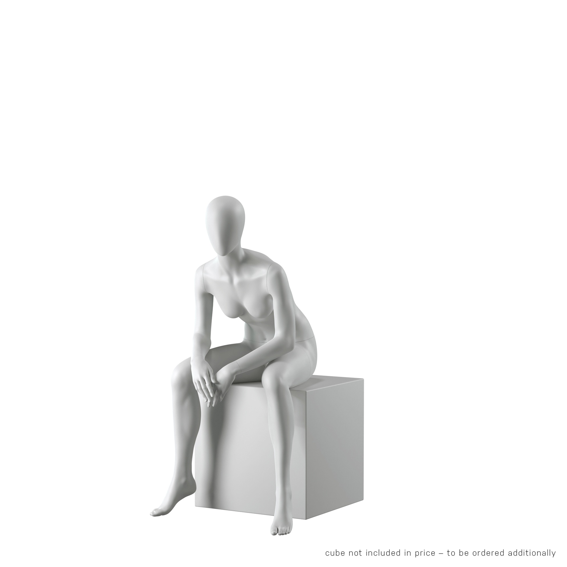 BINK - Abstrakte graue Damen-Schaufensterpuppen, mit abstraktem Kopf, sitzende Pose, F010