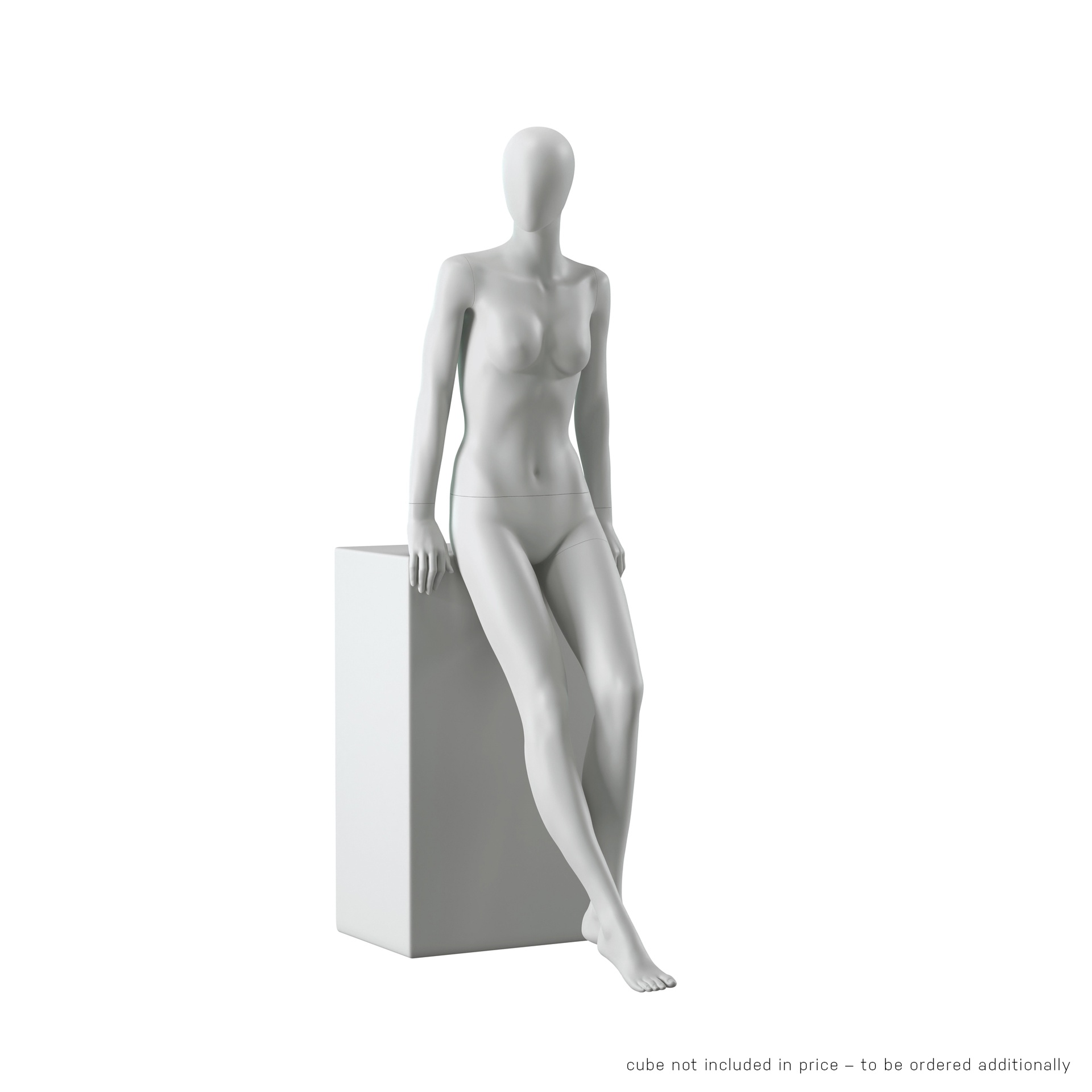 BINK - Maniquí femenino abstracto gris, con cabeza abstracta, en posición sentada, postura F011.