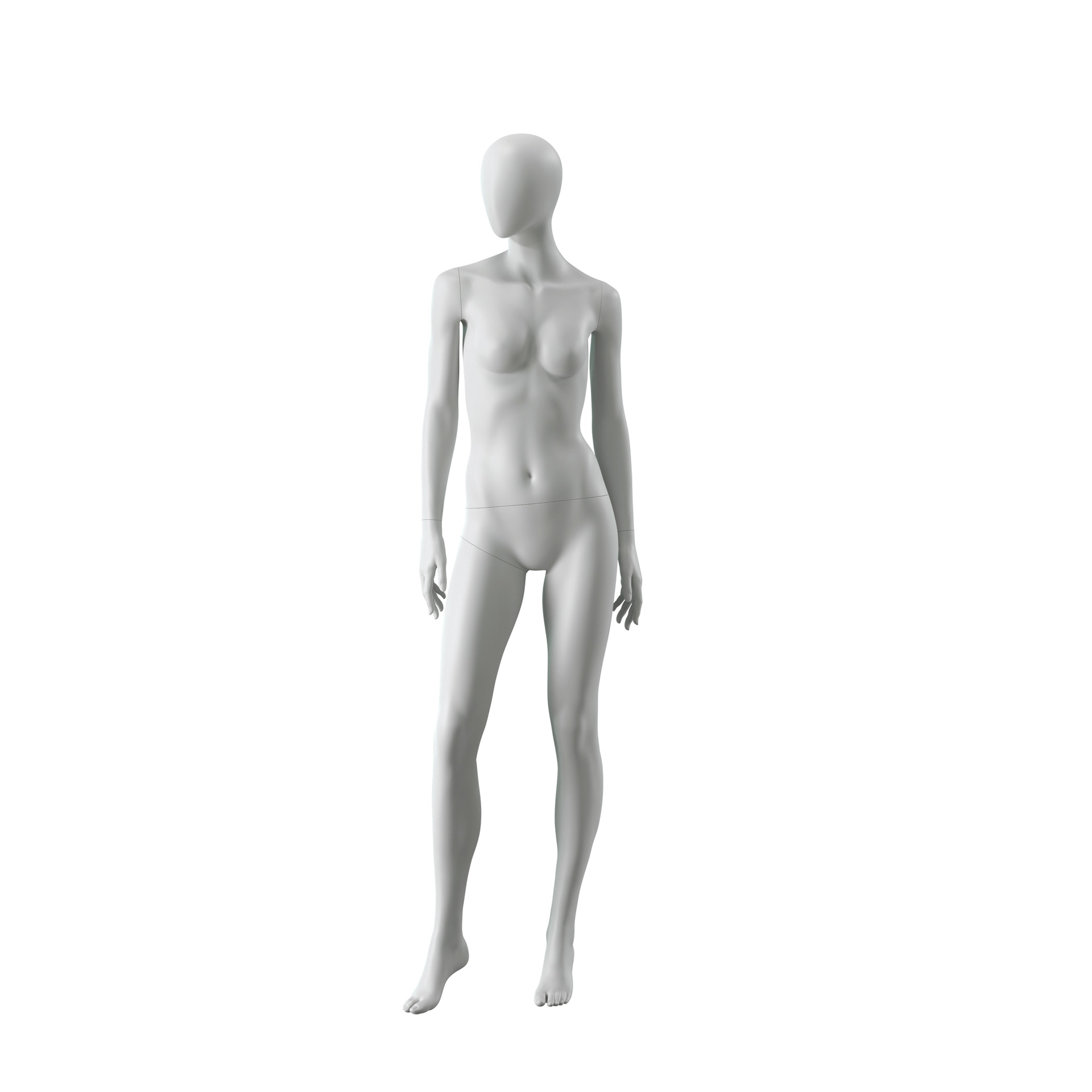 BINK - Maniquí femenino abstracto gris, con cabeza abstracta, base de vidrio, postura F016.
