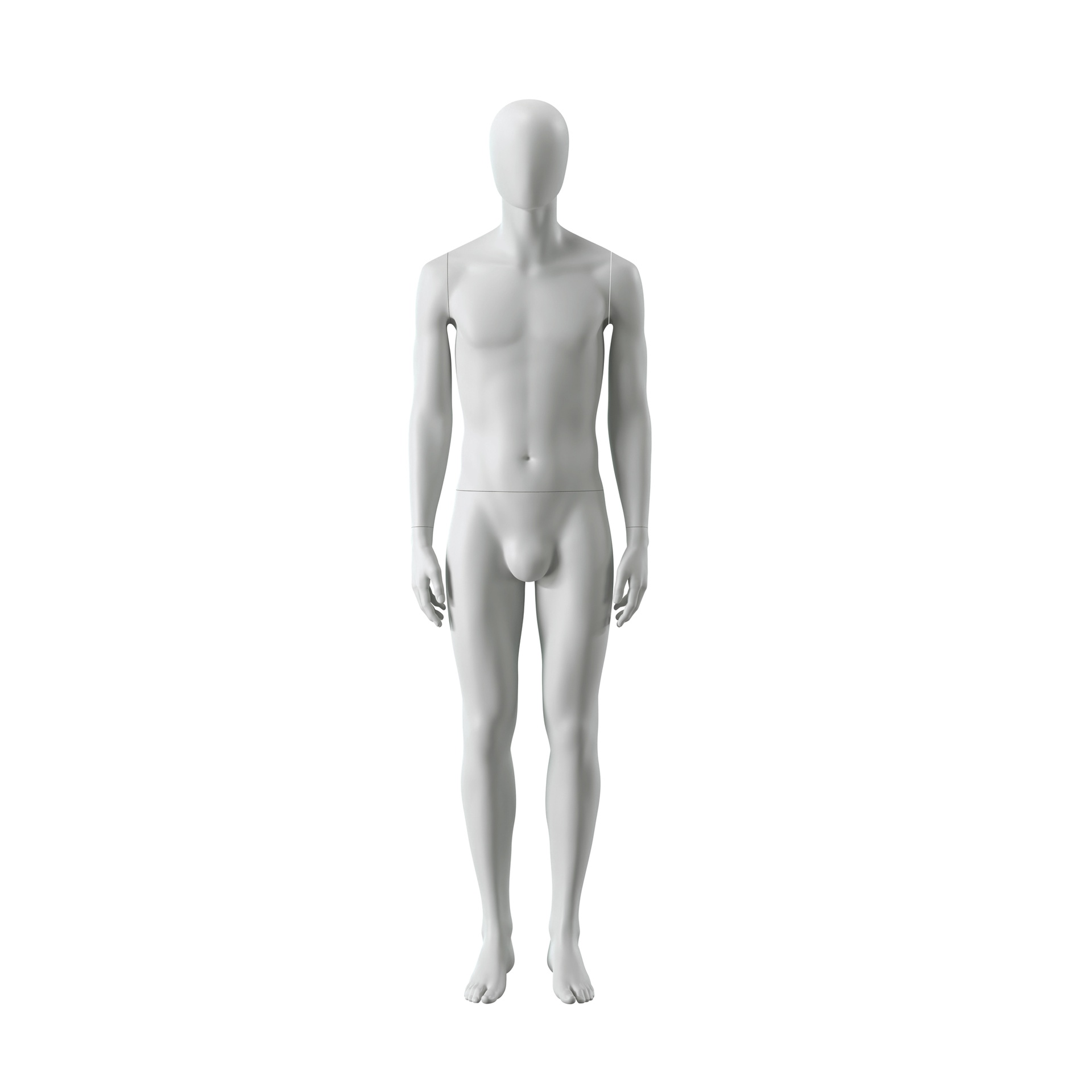 BINK - Maniquí masculino abstracto gris, con cabeza abstracta, base de vidrio, postura M108.