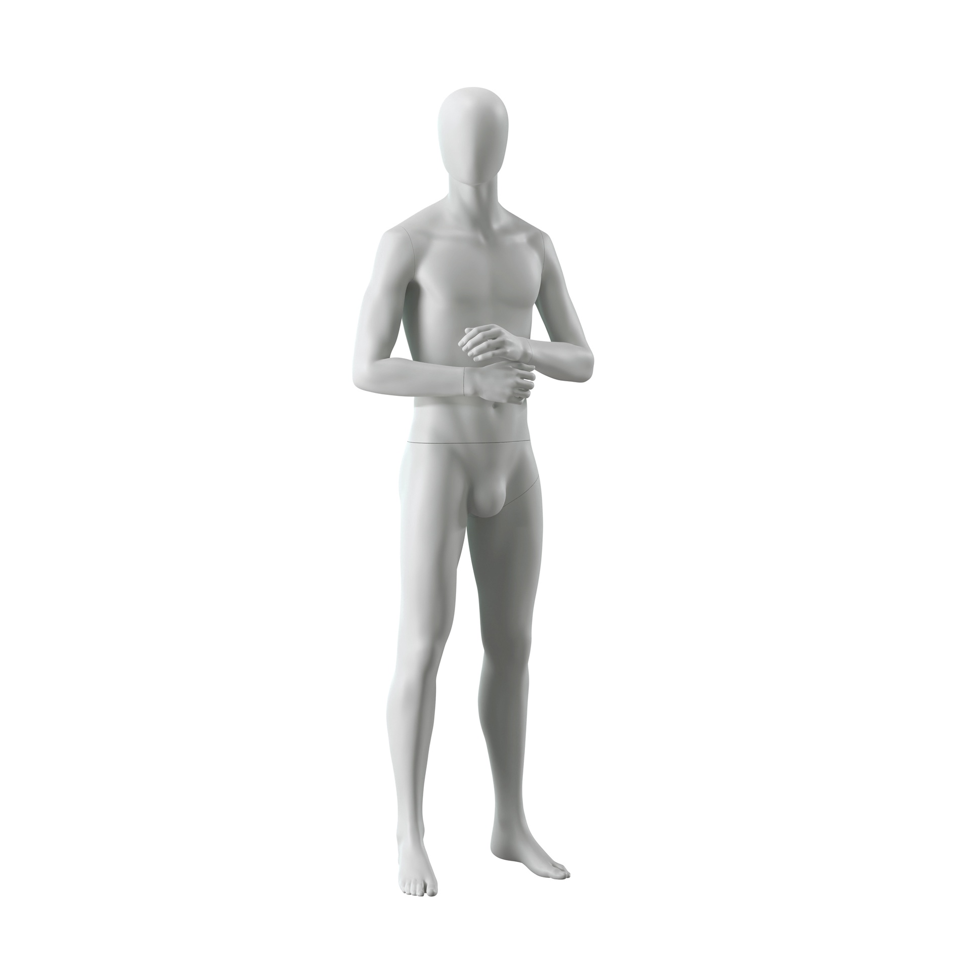 BINK - Maniquí masculino abstracto gris, con cabeza abstracta, base de vidrio, postura M109.