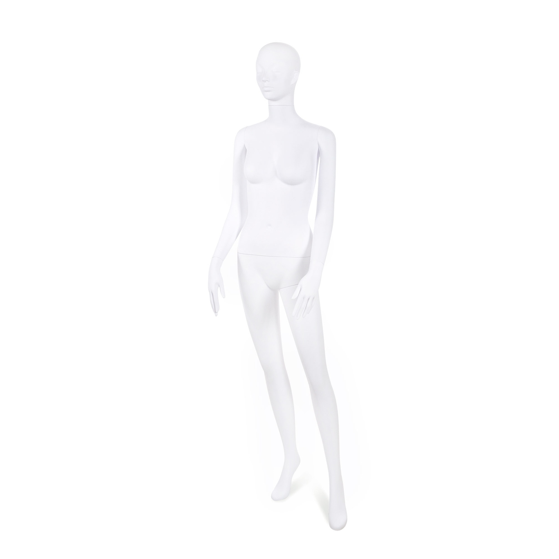Unzerbrechliche Damen-Mannequin, abstraktes Kopf, recycelbares Mannequin aus ABS-Kunststoff, mattweiß, Pose 19