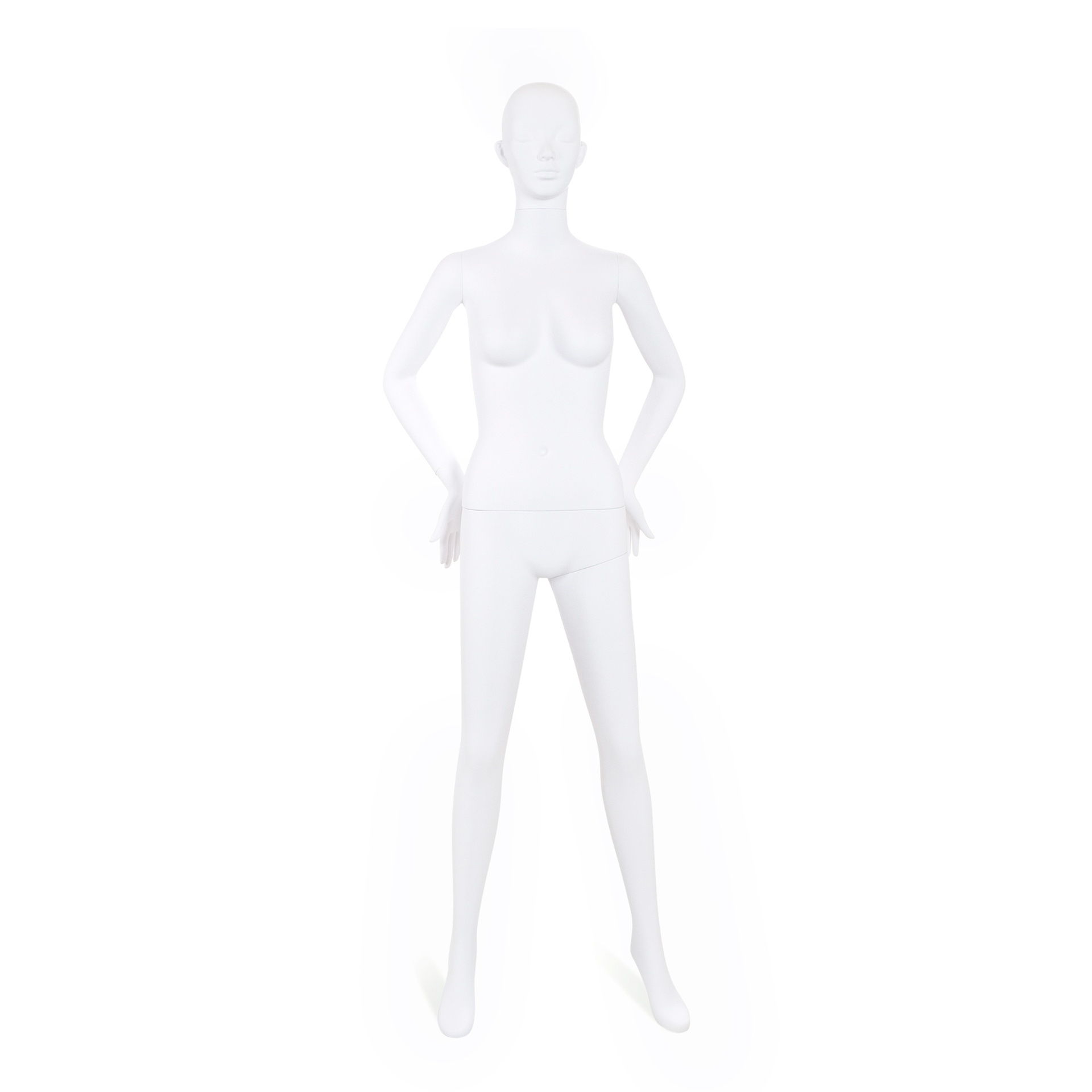 Unzerbrechliche Damen-Mannequin, abstraktes Kopf, recycelbares Mannequin aus ABS-Kunststoff, mattweiß, Pose 23