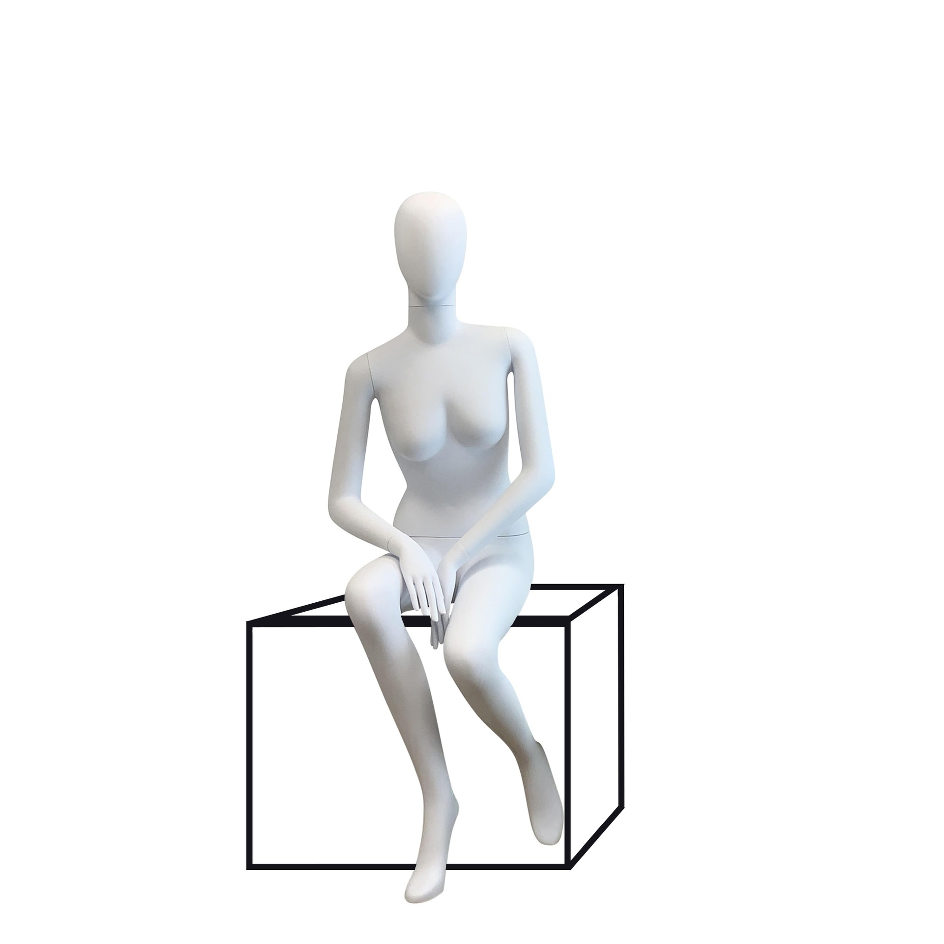 BINK - Unzerbrechliche Damen-Mannequin, abstraktes Kopf, recycelbares Mannequin aus ABS-Kunststoff, mattweiß, Pose 30