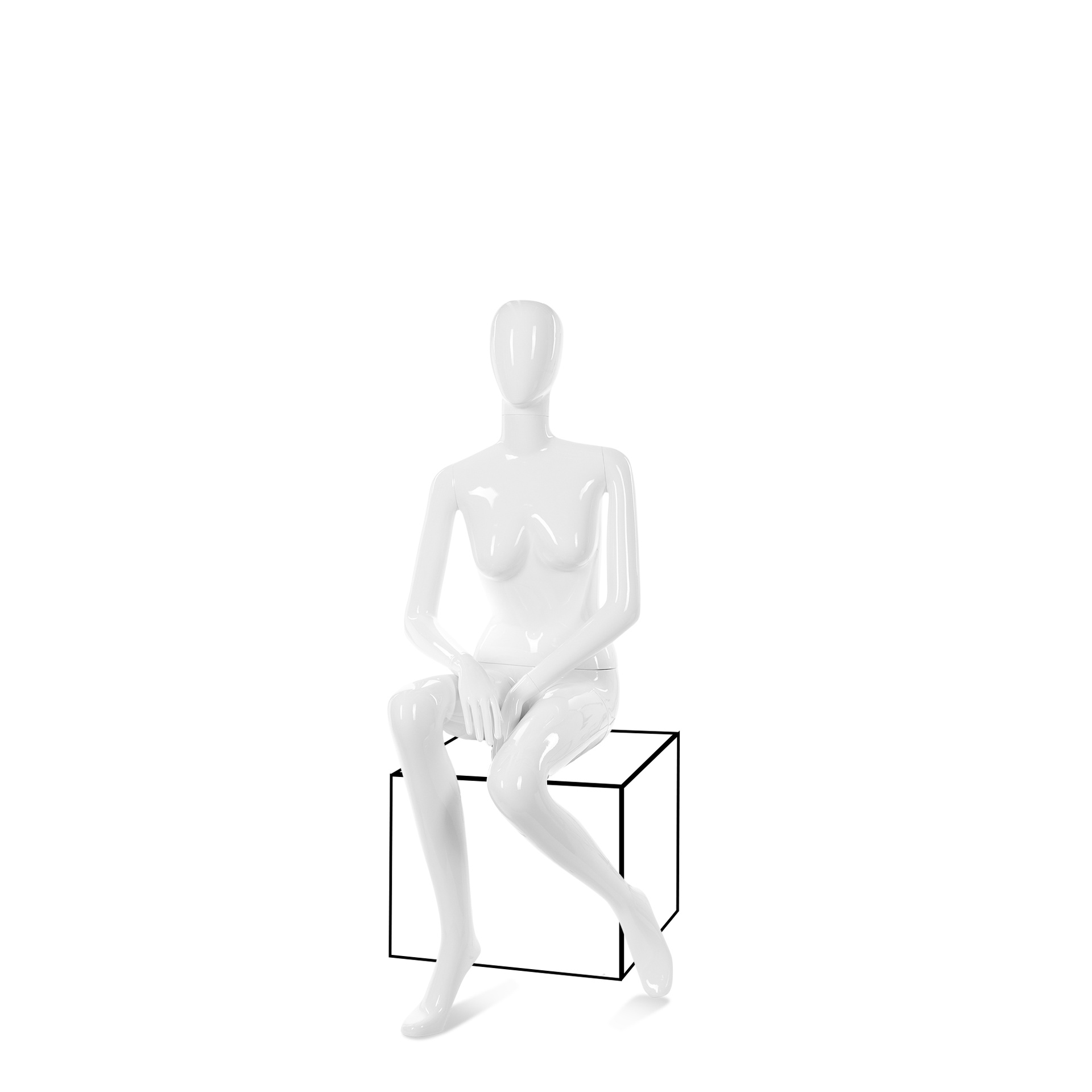 BINK - Unzerbrechliche Damenpuppe, abstraktes Haupt, recycelbare Puppe aus ABS-Kunststoff, glänzend weiß, Pose 30