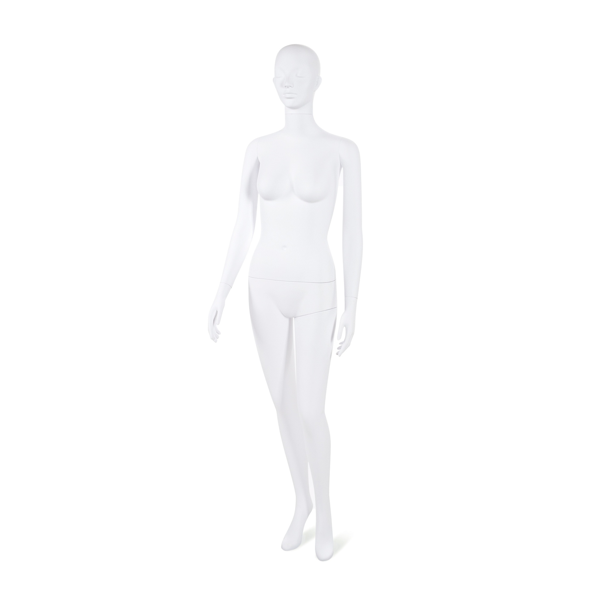Unzerbrechliche Damen-Mannequin, abstraktes Kopf, recycelbares Mannequin aus ABS-Kunststoff, mattweiß, Pose 37