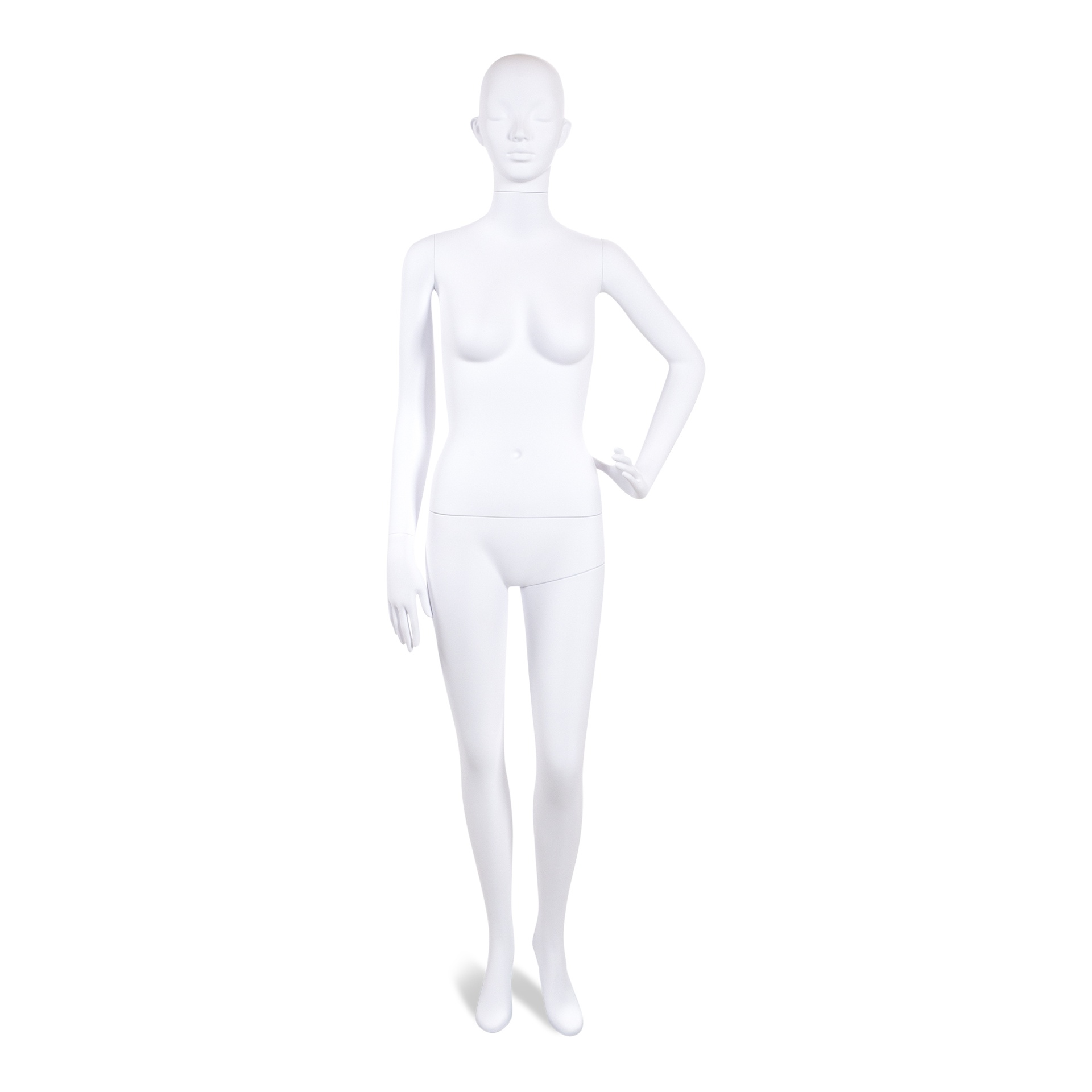Unzerbrechliche Damen-Mannequin, abstraktes Kopf, recycelbares Mannequin aus ABS-Kunststoff, mattweiß, Pose 44