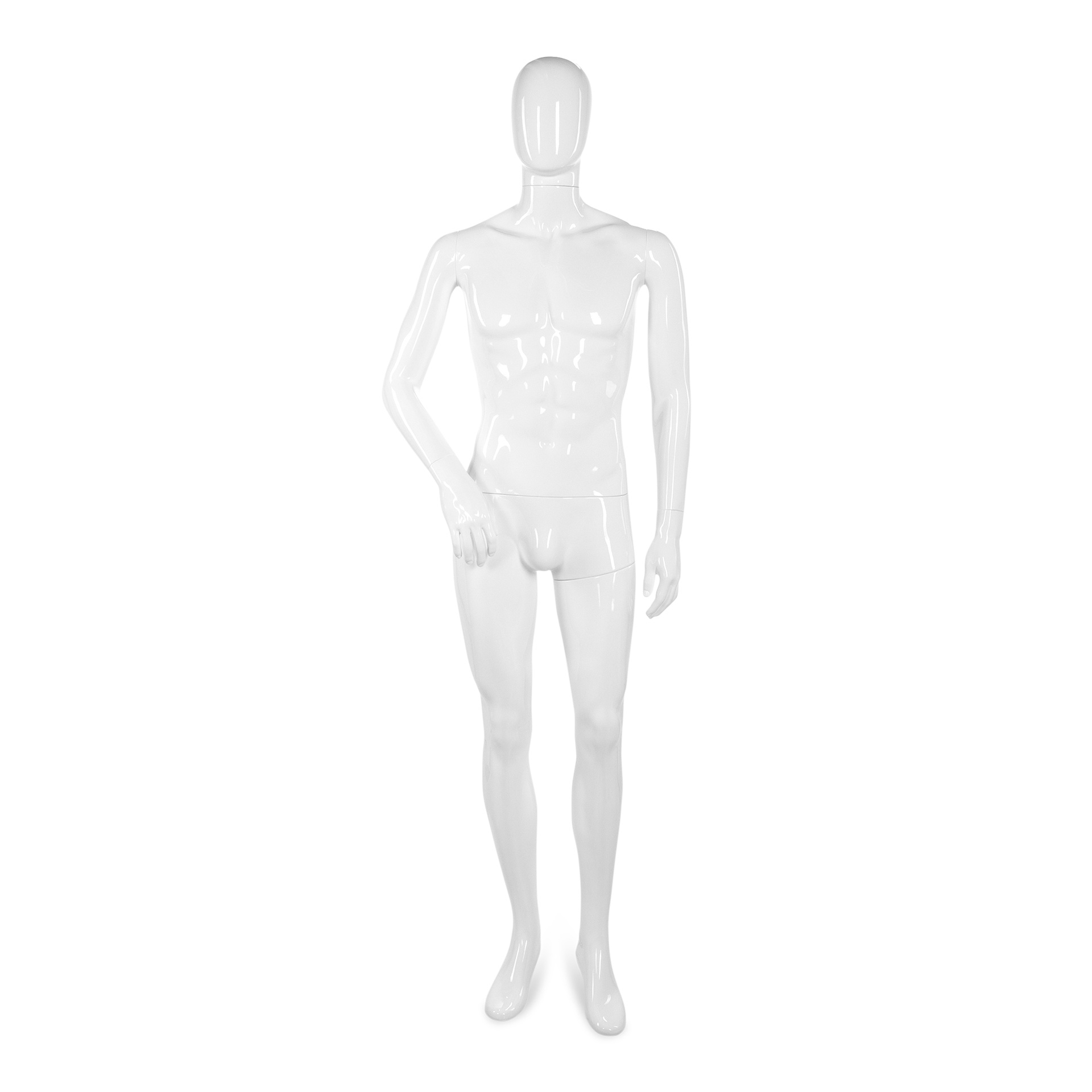 BINK - Onbreekbare heren mannequin, abstract hoofd, recycleerbare mannequin uit ABS plastic, glanzend wit, pose 04
