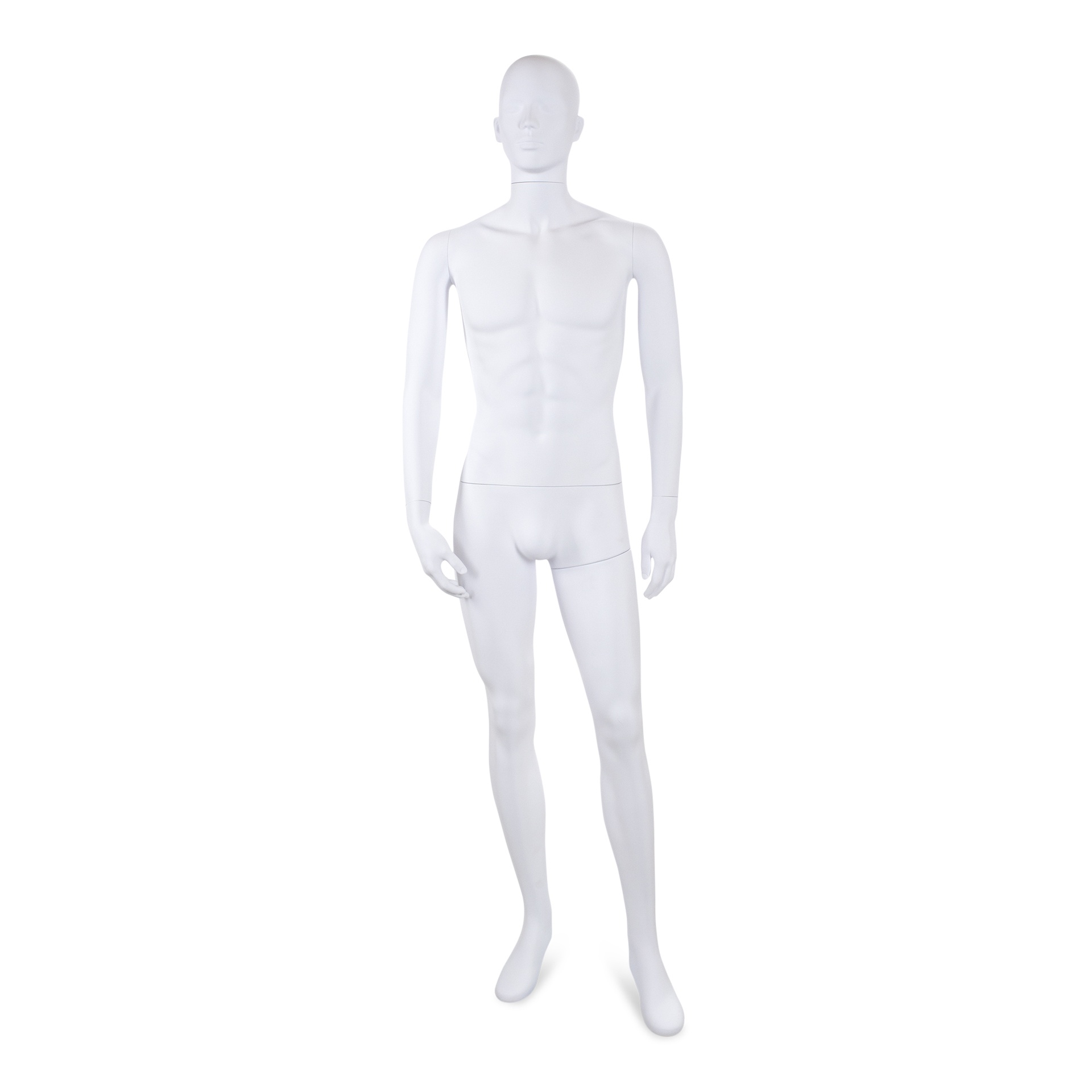 BINK - Unbreakable male mannequin, semi-abstract head, recyclable mannequin made from ABS plastic, matte white, pose 08