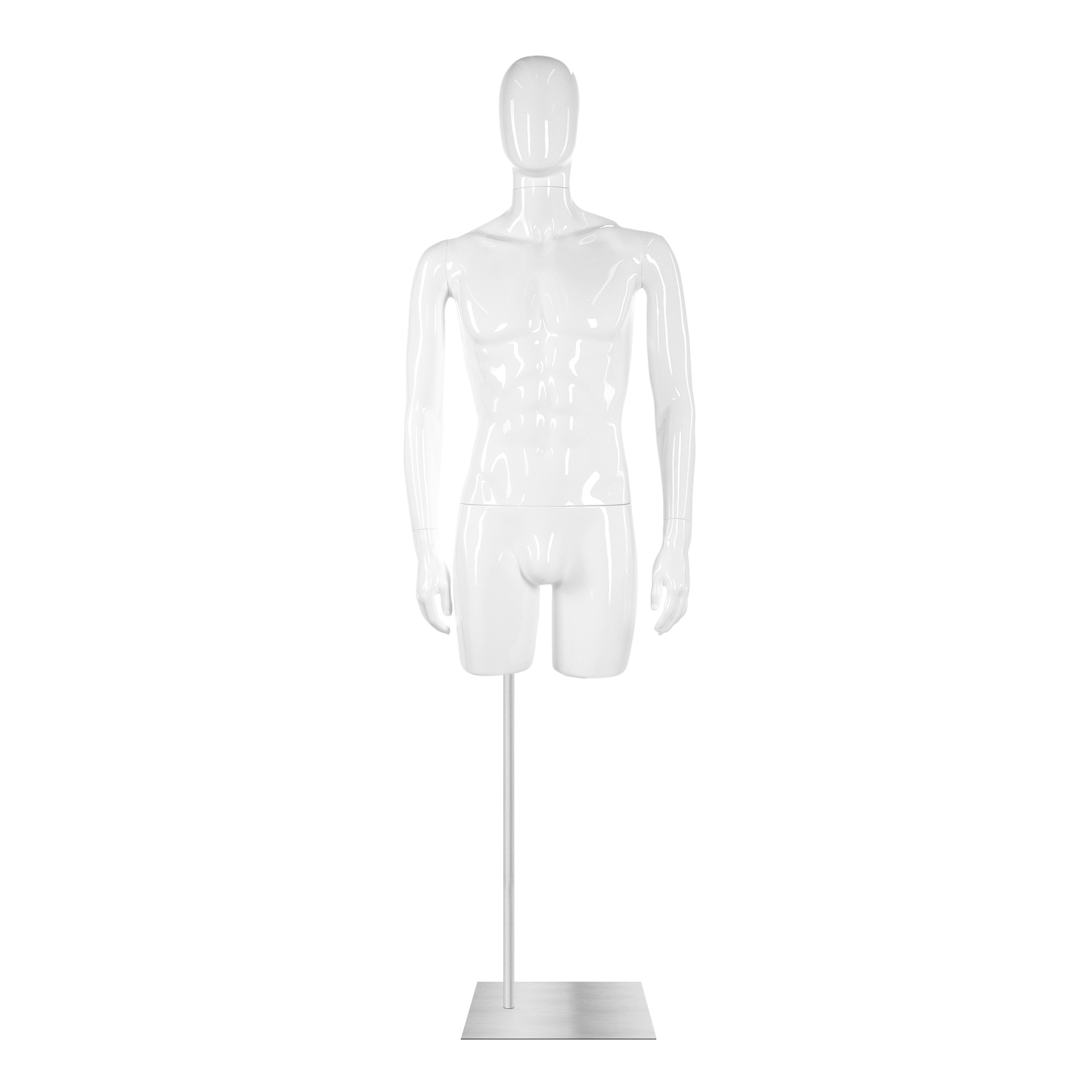 BINK - Herenbuste met hoofd, ABS, glossywit, tot dijbeen