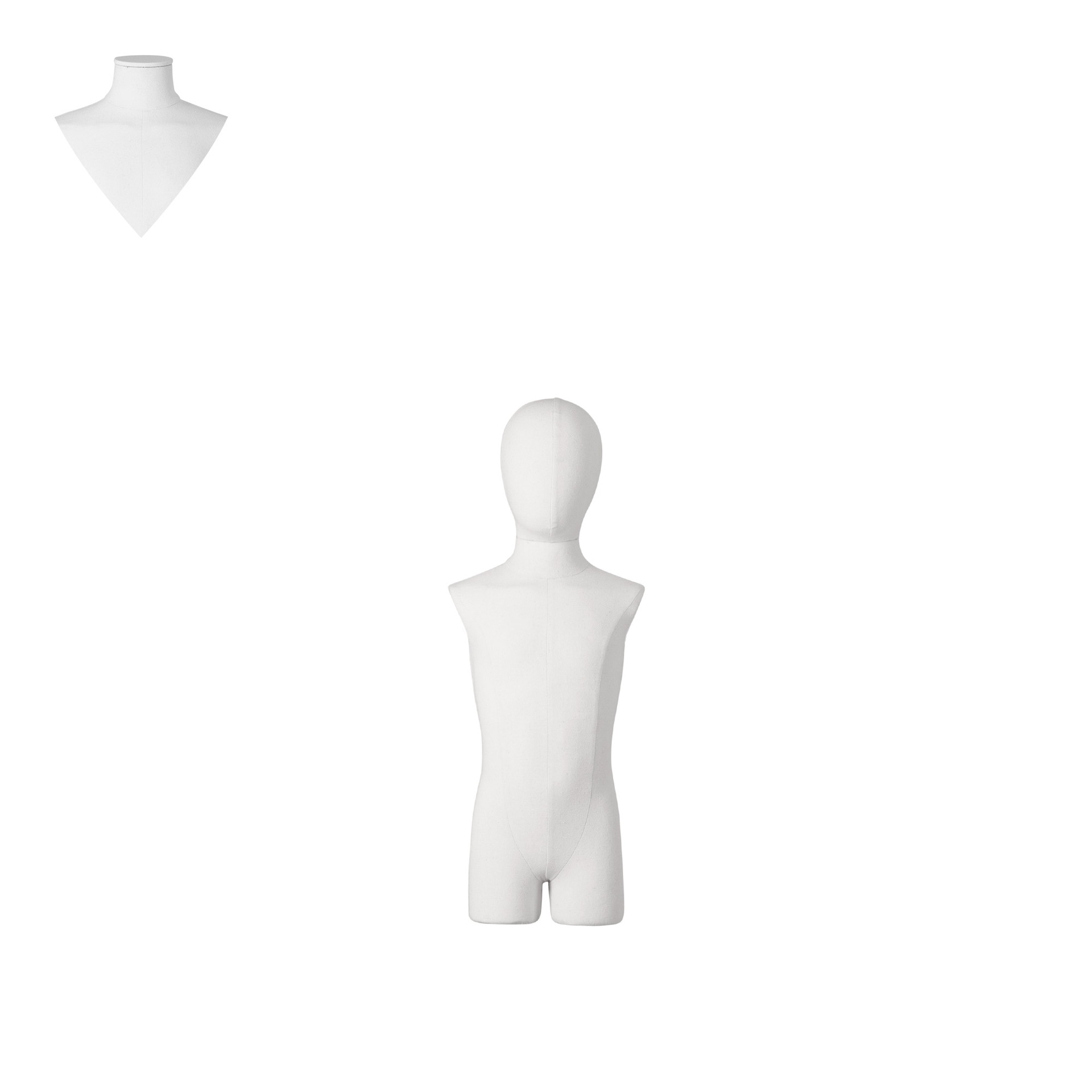 BINK - Dress form with legs, child, 4 years, covered with white woven fabric, removable abstract head