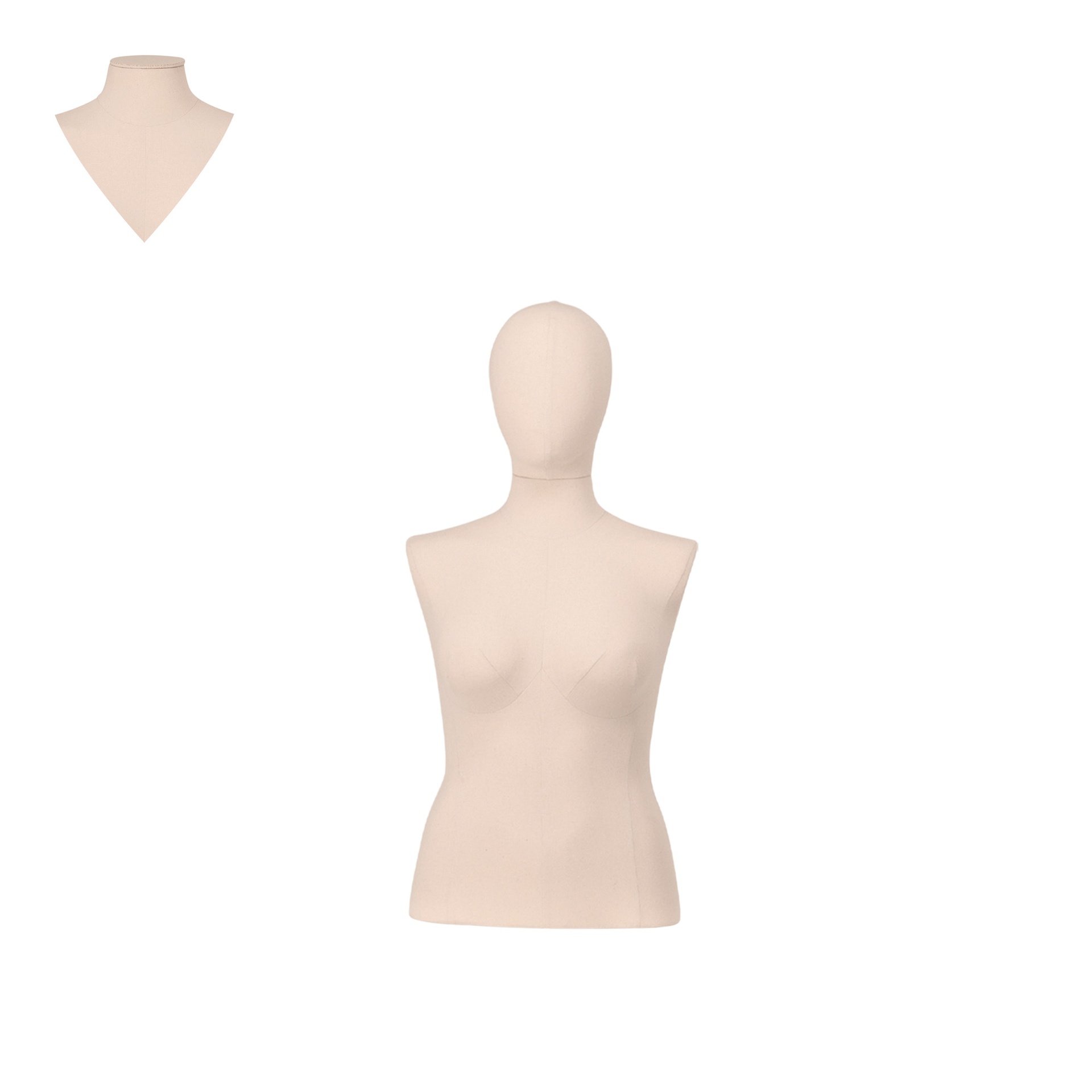 BINK - Busto de costura mujeres, modelo corto, talla 40/42, cubierto con tela cruda, cabeza desmontable. 