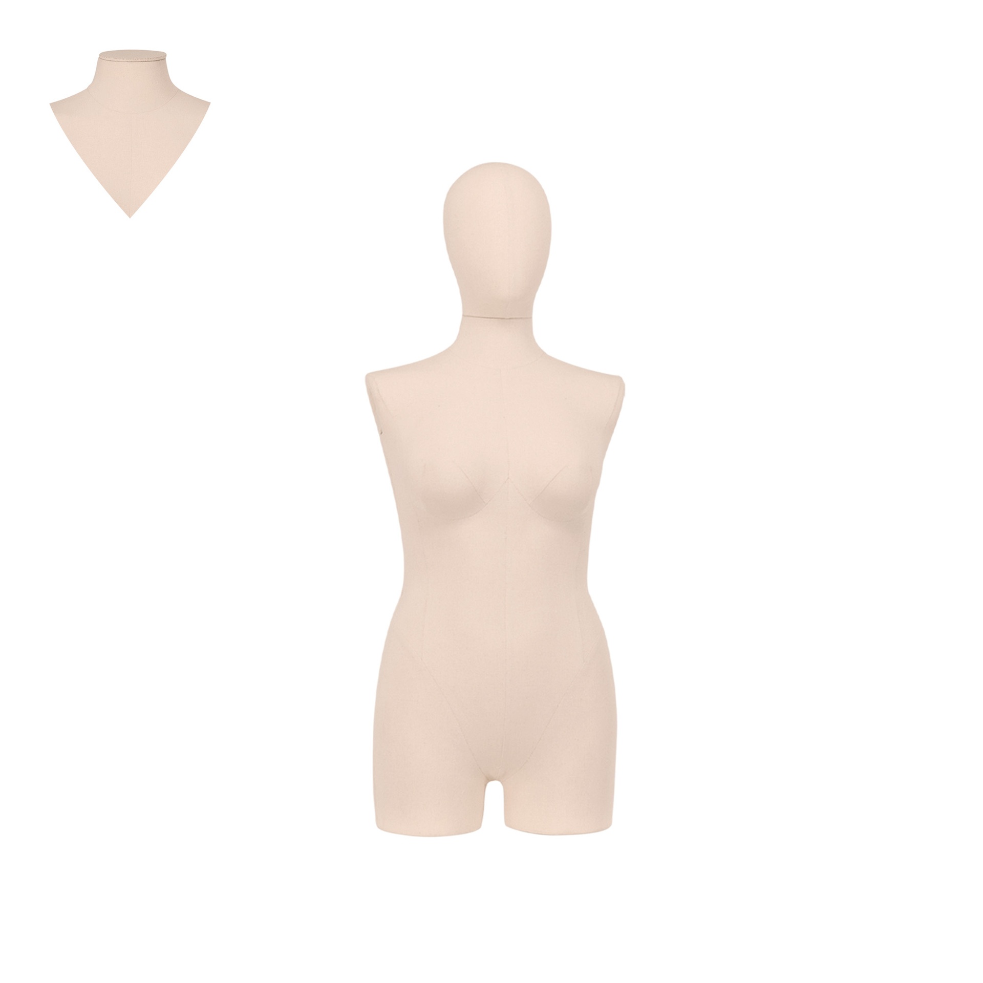 BINK - Busto de costura mujeres con piernas, talla 40/42, cubierto con tela cruda, cabeza desmontable. 