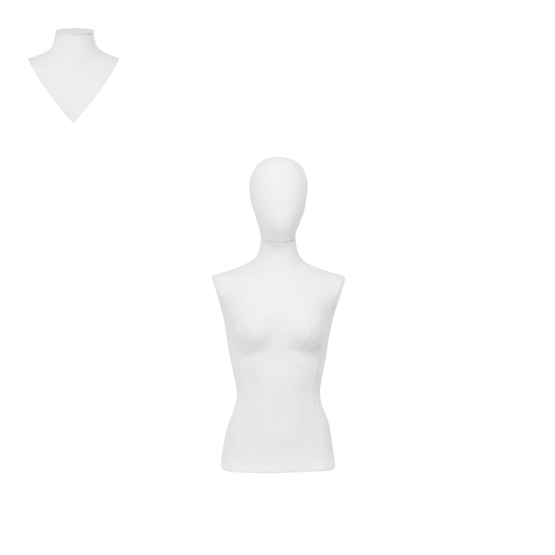 BINK - Dress form without legs, female, size 36, covered with white woven fabric, removable head