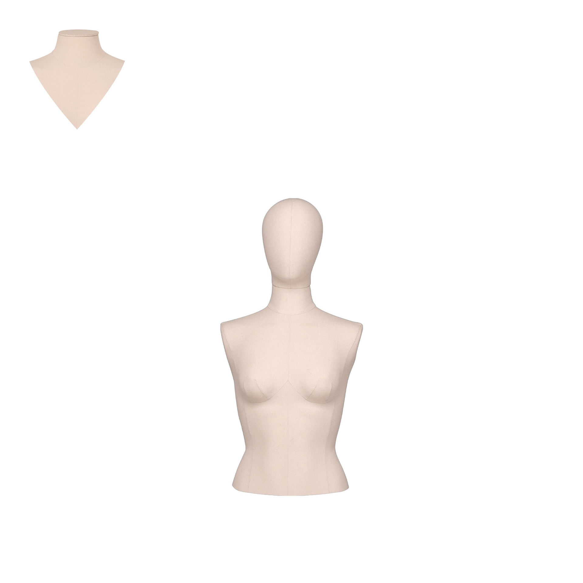 BINK - Buste couture, modèle court, femme, recouvert du tissu ecru, taille 38, tête amovible