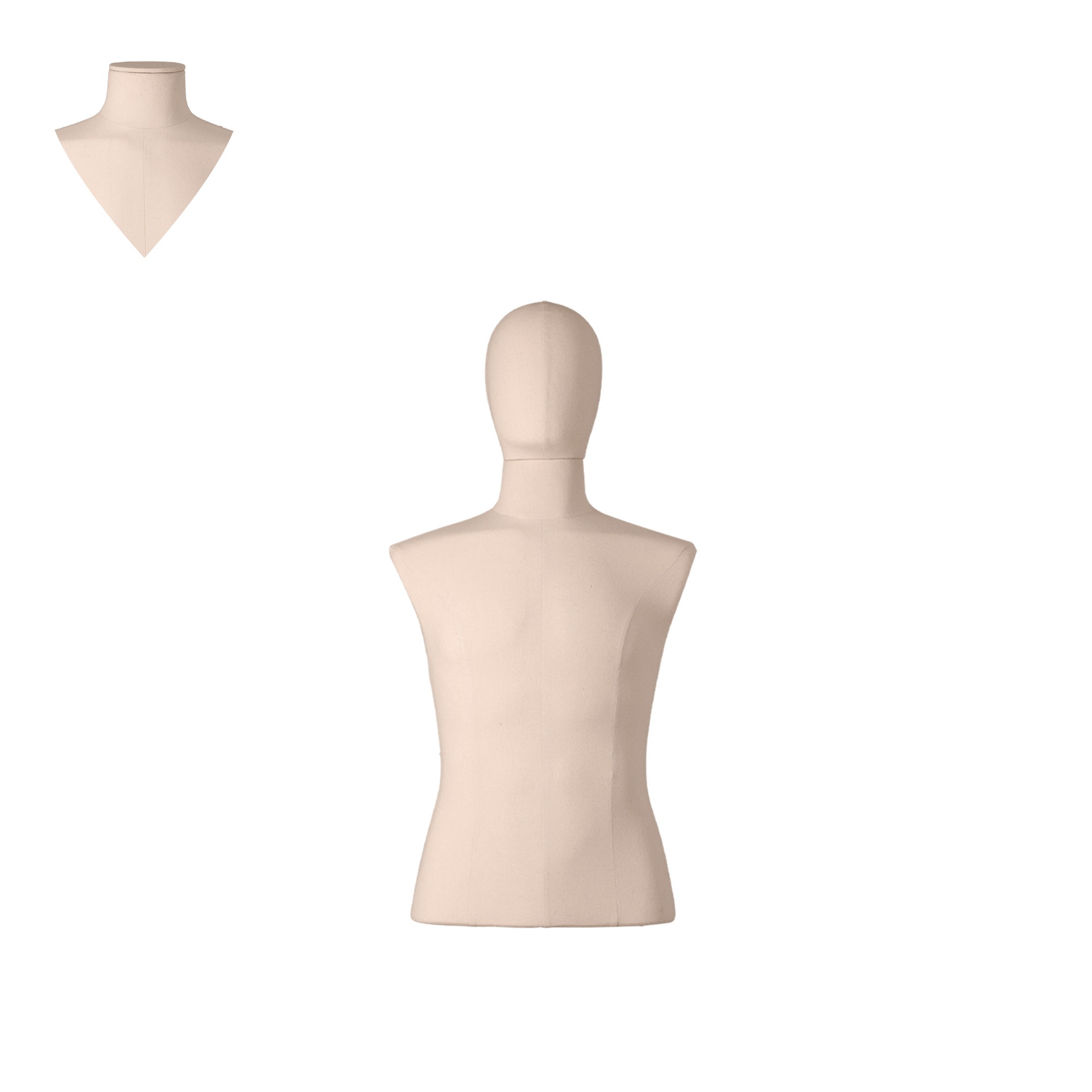 BINK - Buste couture, coupé en bas des hanches, homme, recouvert du tissu ecru, taille M-L, tête amovible