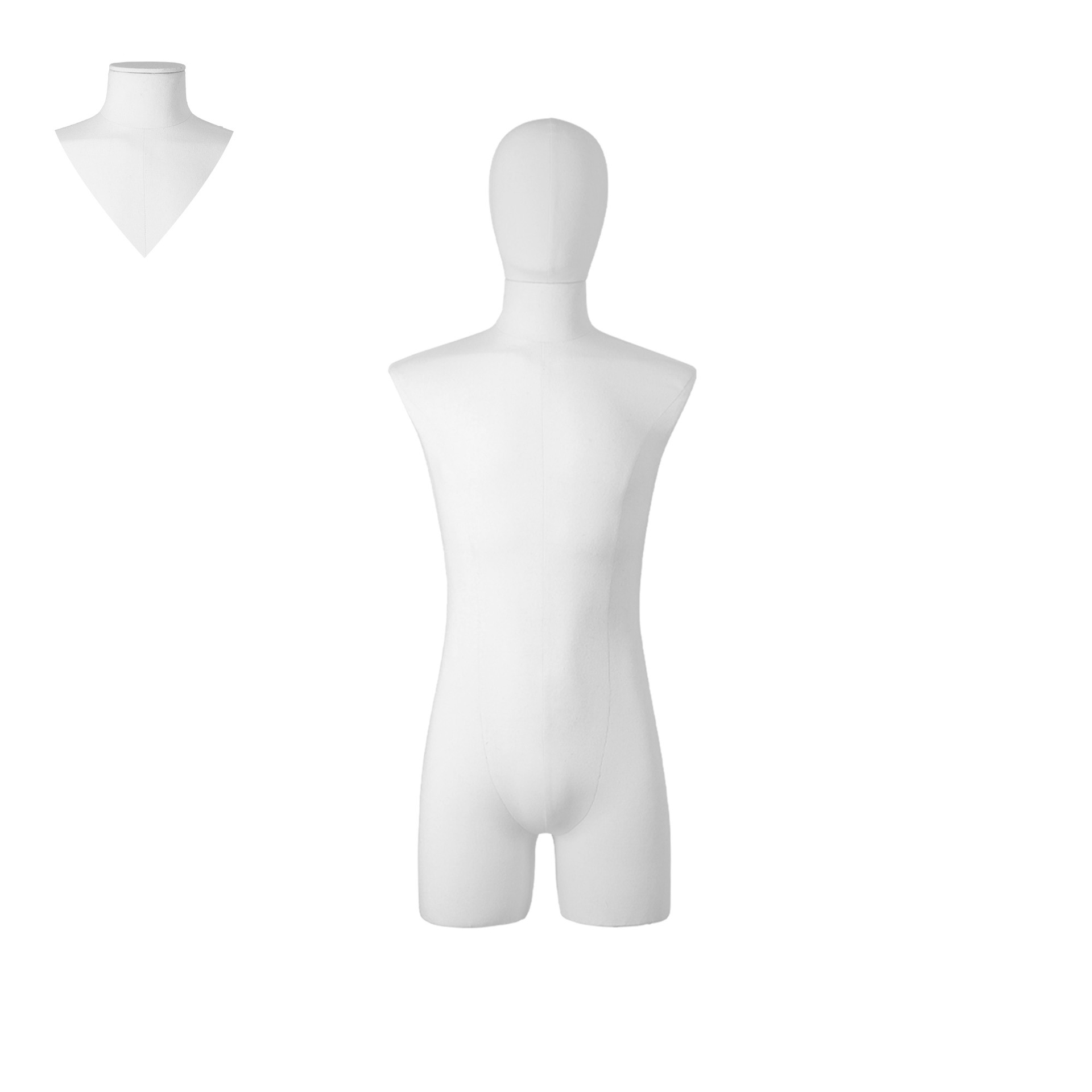 BINK - Dress form with legs, male, size M-L, covered with white woven fabric, removable head