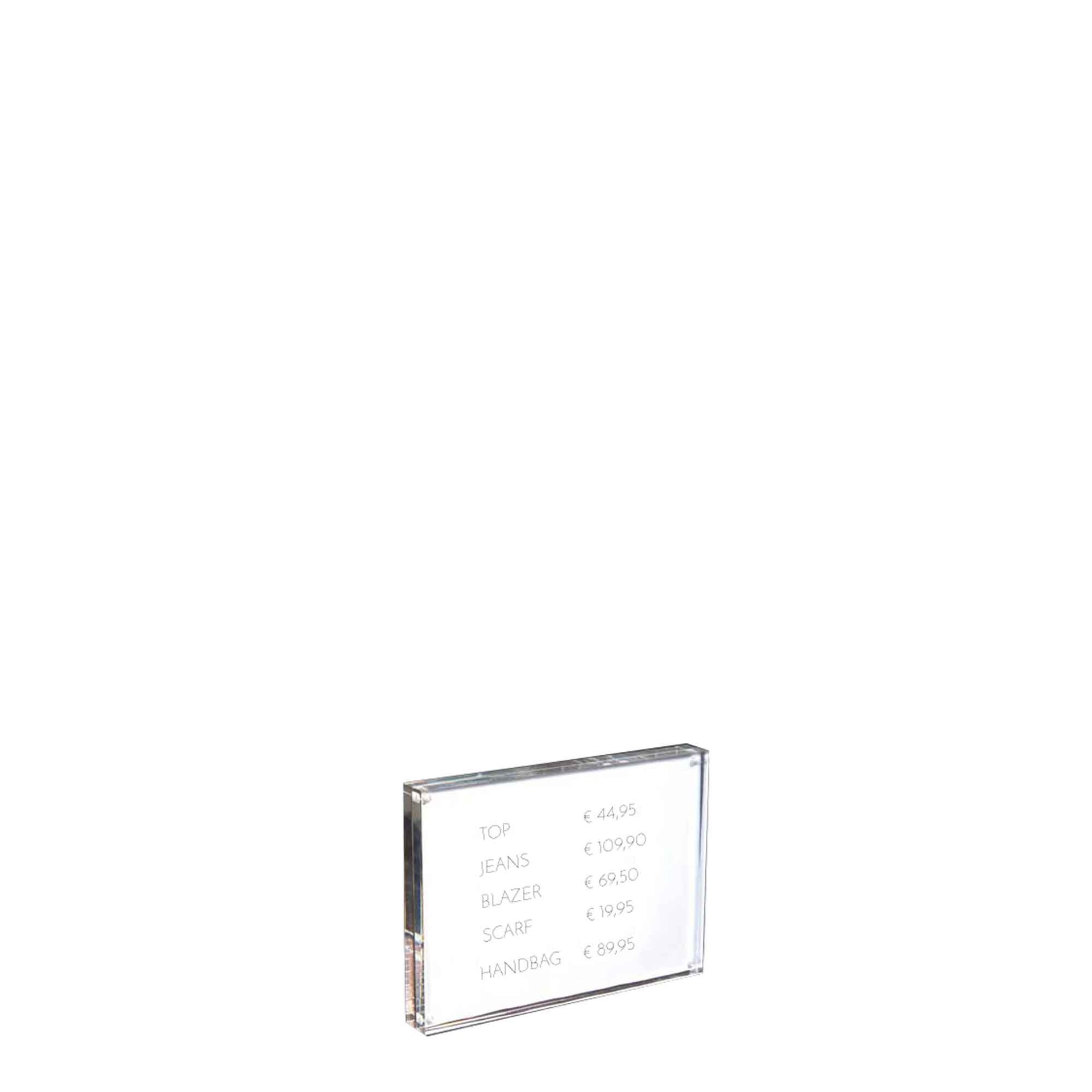BINK - Price system with magnet, plexi, transparent