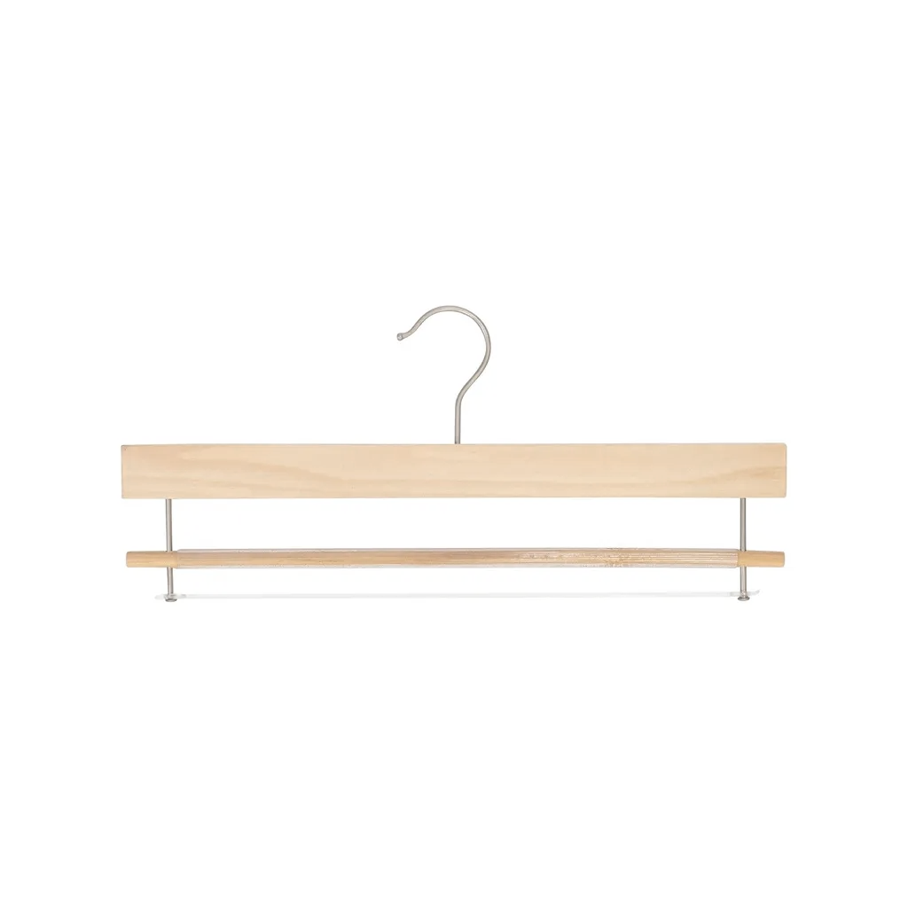 Kledinghanger voor broeken, lotushout naturel gelakt, 36 cm breedte, matte haak - doos van 100 stuks