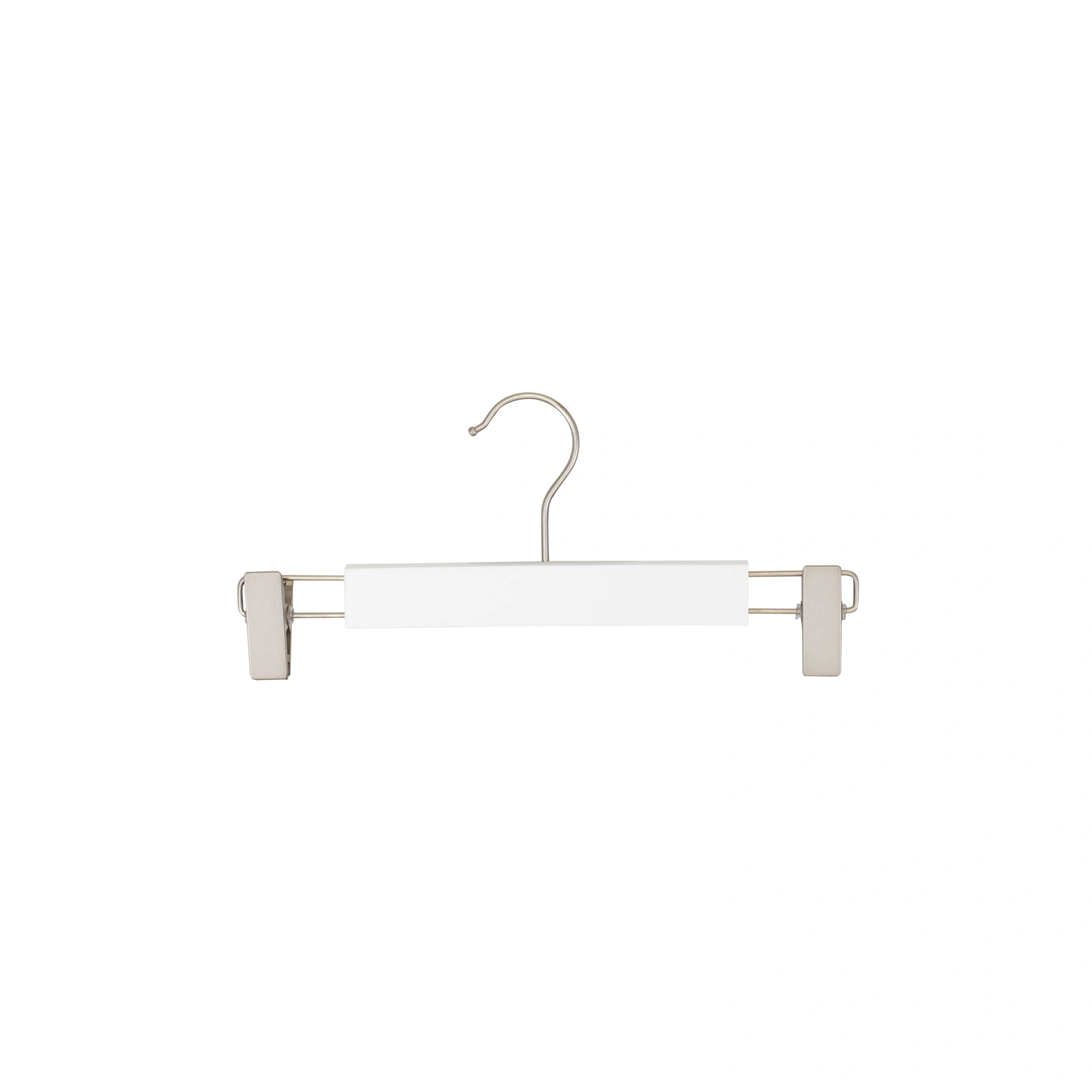 BINK - White clothes hanger with clips for children's clothes, lotus wood, white matt finish, 28 cm, matt hook - box of 100 pcs