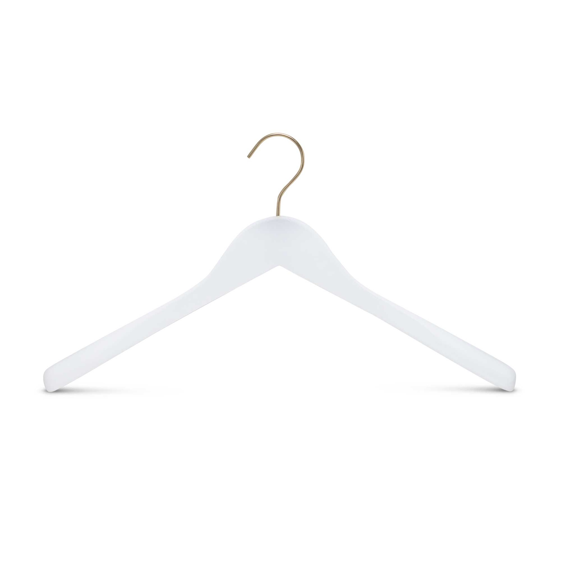 BINK - Weißer Kleiderbügel für Blazer, 3 cm Schulterbreite, 41 cm glänzender Goldhaken – Karton mit 50 Stück