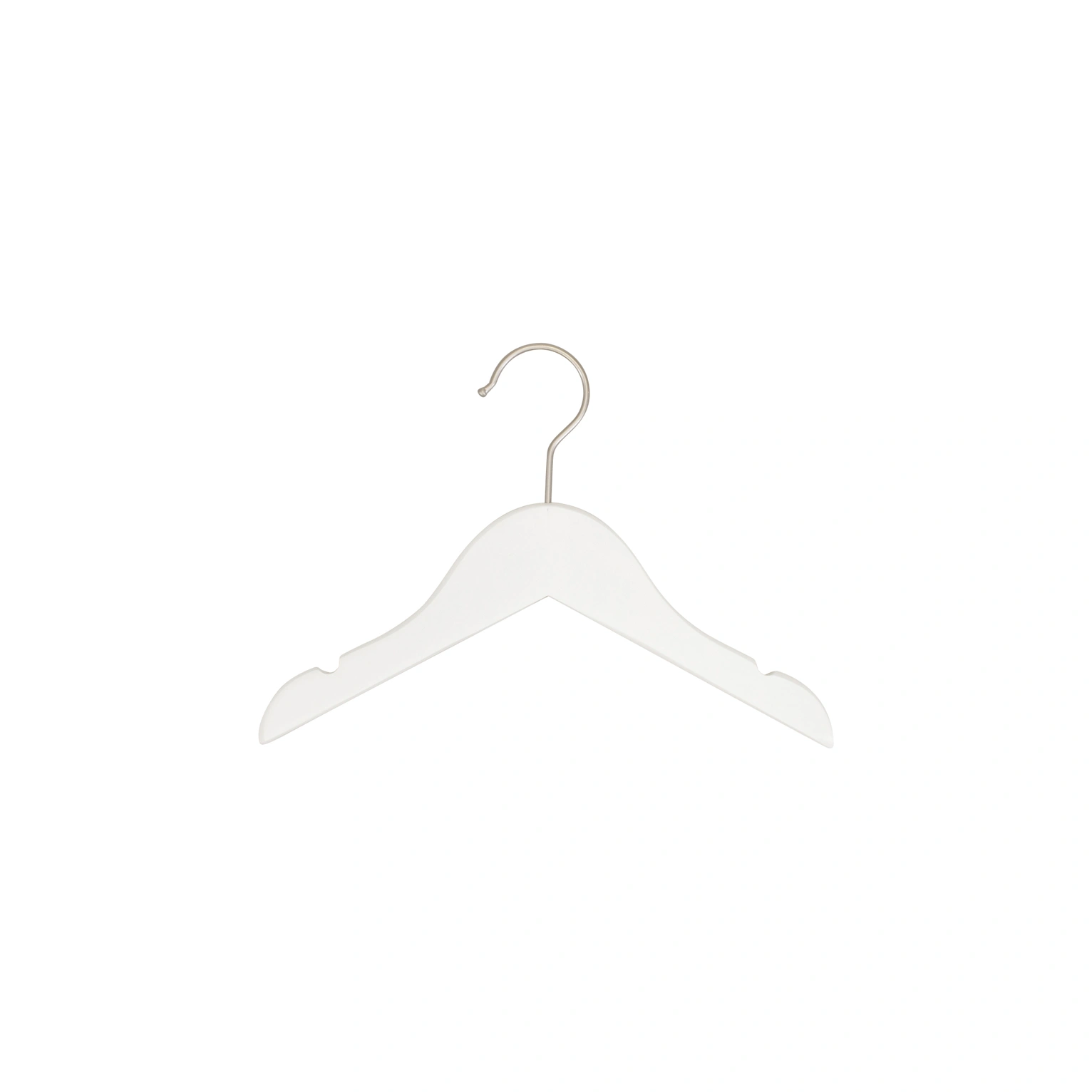 BINK - White clothes hanger for children's clothes, lotus wood, white matt finish, 26 cm, matt hook - box of 100 pcs