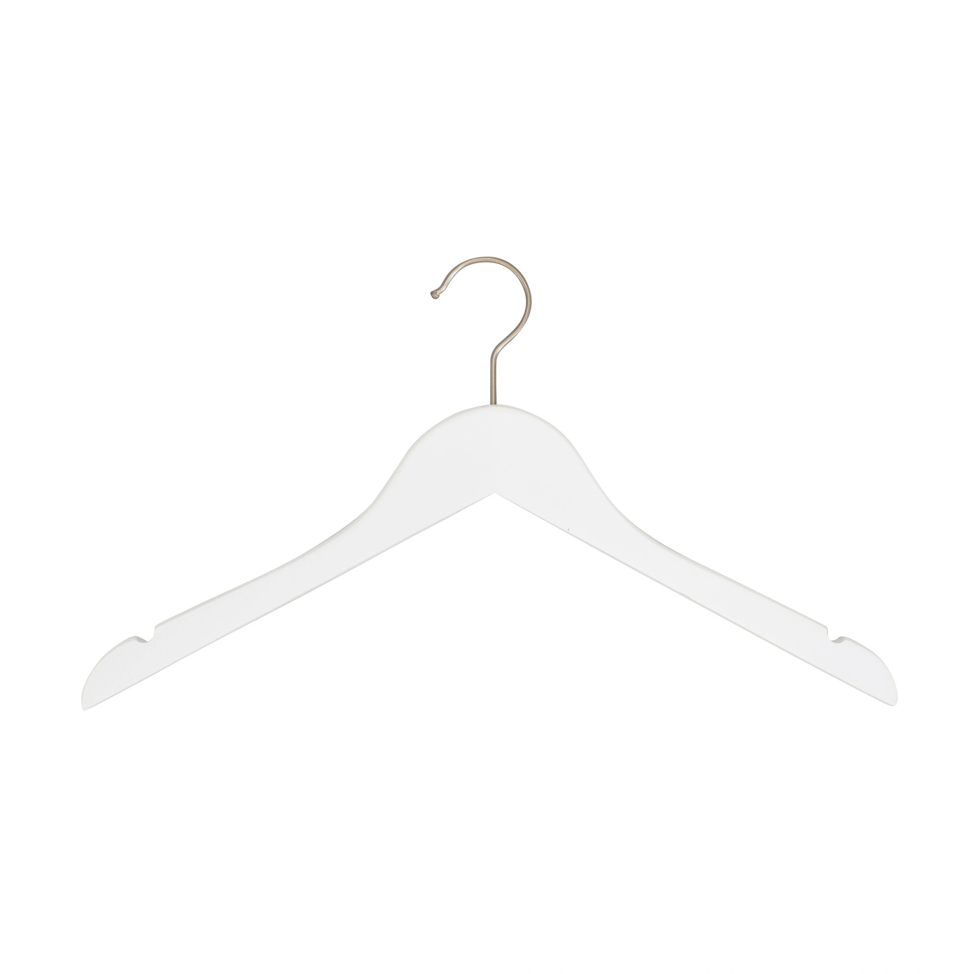 BINK - White clothes hanger for women's clothes, lotus wood, white matt finish, 41 cm, matt hook - box of 100 pcs