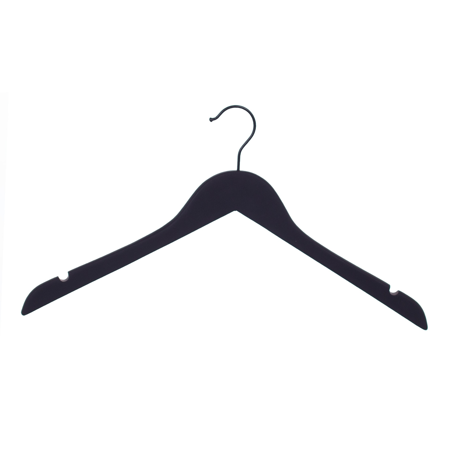 BINK - Soft touch clothes hanger for women's clothes, black, 44 cm, black hook - box of 50 pcs