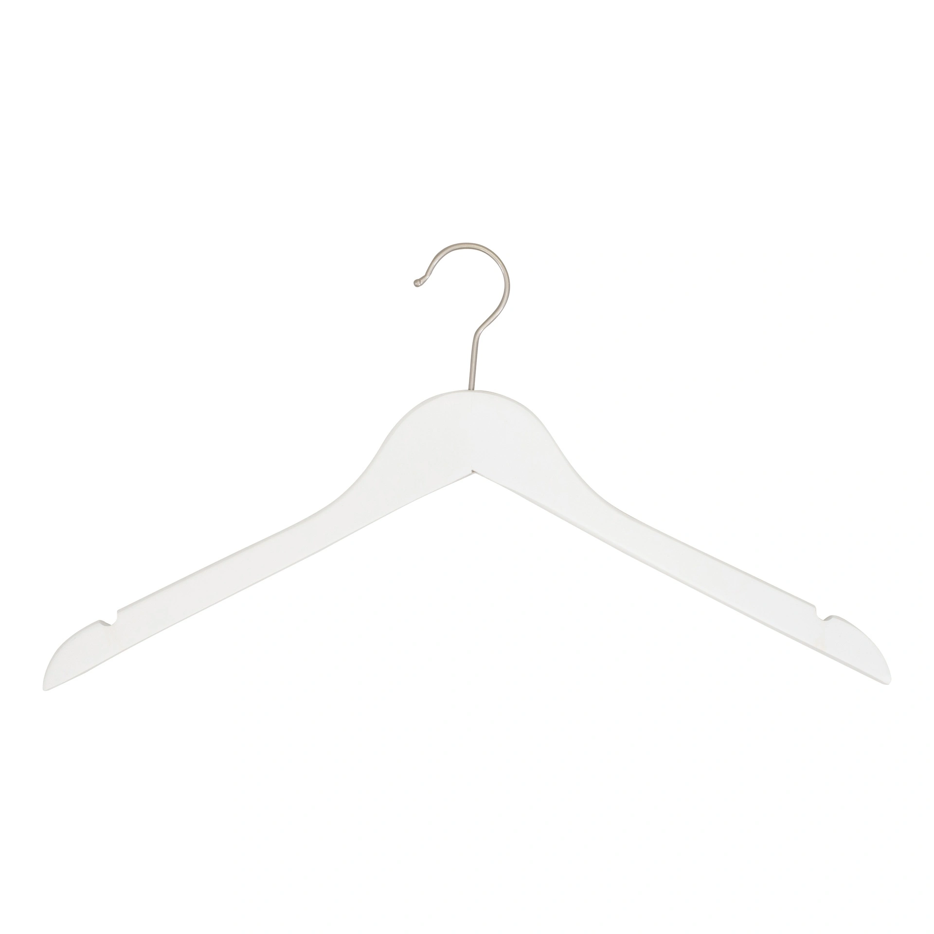 BINK - White clothes hanger for adult clothes, lotus wood, white matt finish, 44cm, matt hook - box of 100 pcs