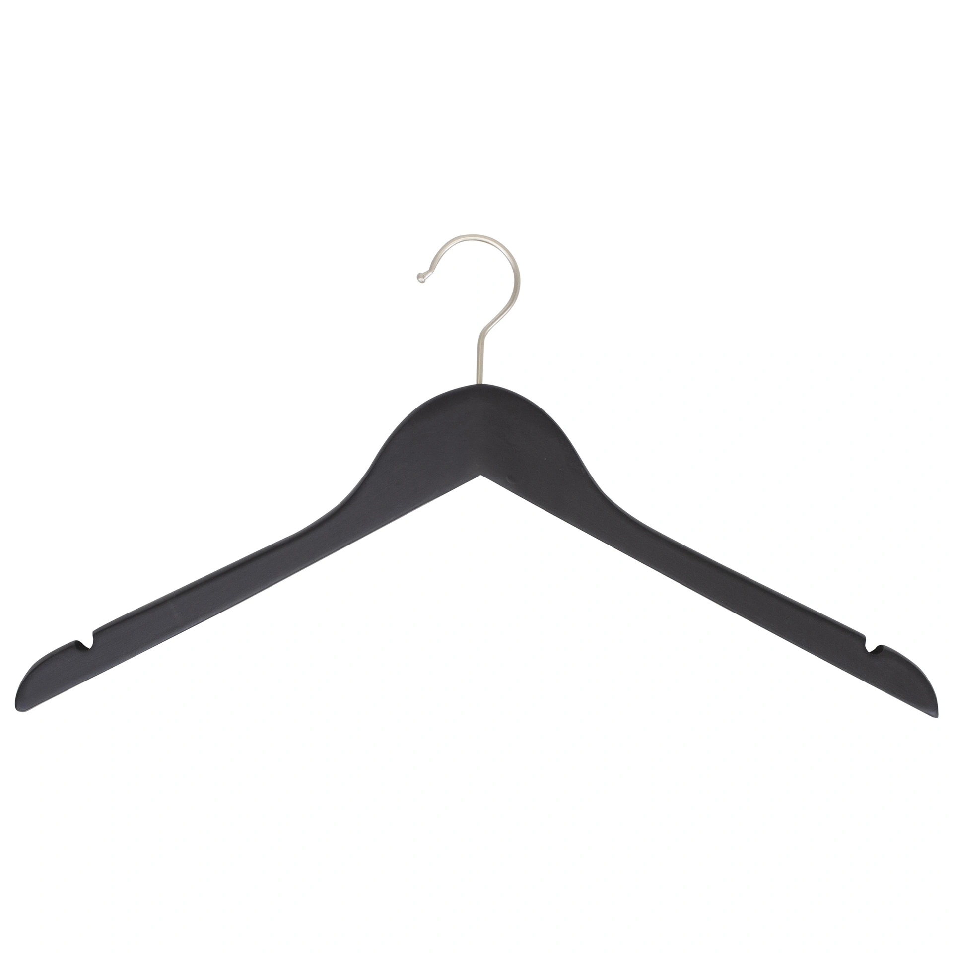 BINK - Zwarte kleerhanger voor bloes/shirt grote maat, 47 cm breedte, nikkel haak - doos van 50 stuks.