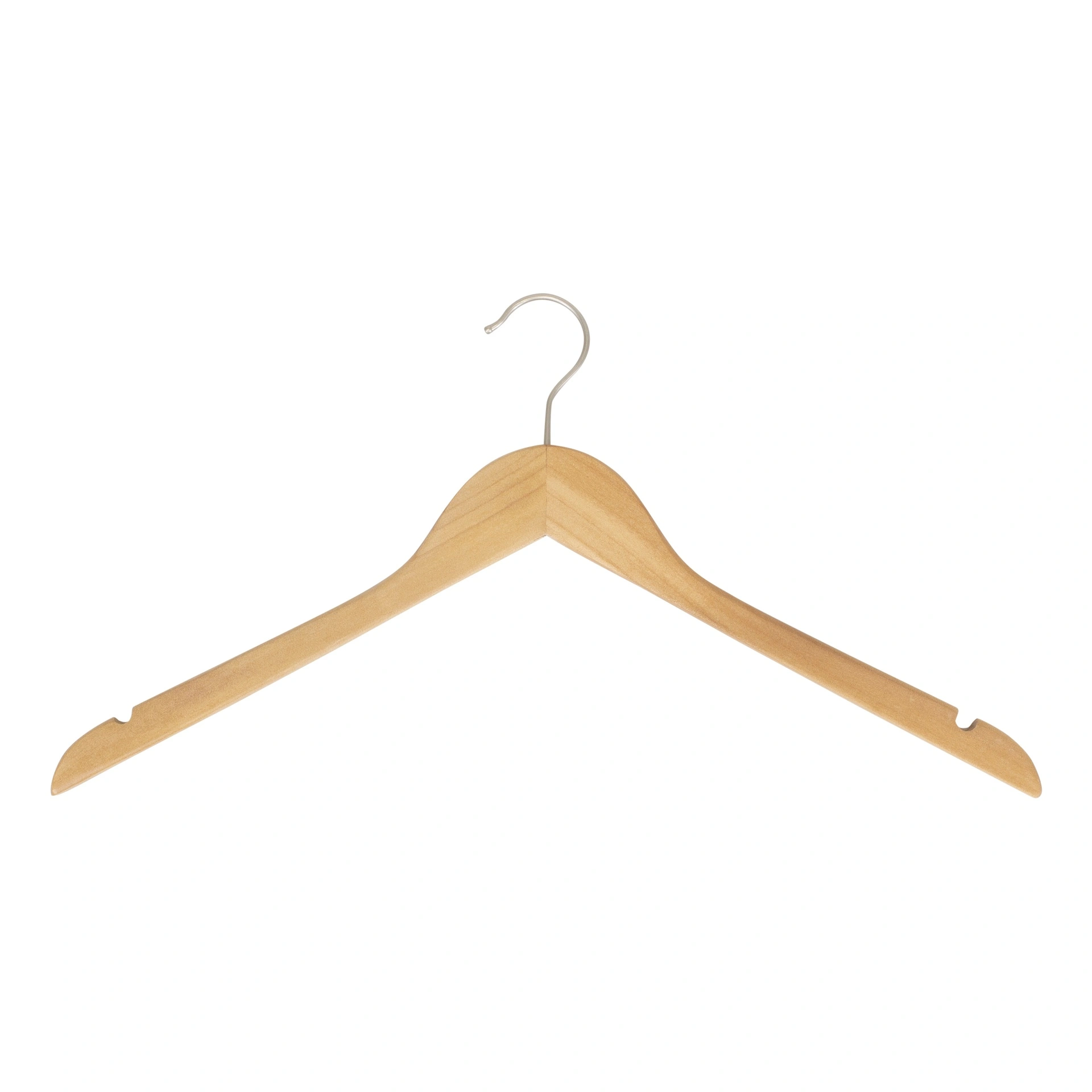 Kledinghanger lotushout naturel gelakt voor grote maten, 47 cm breedte, matte haak - doos van 50 st
