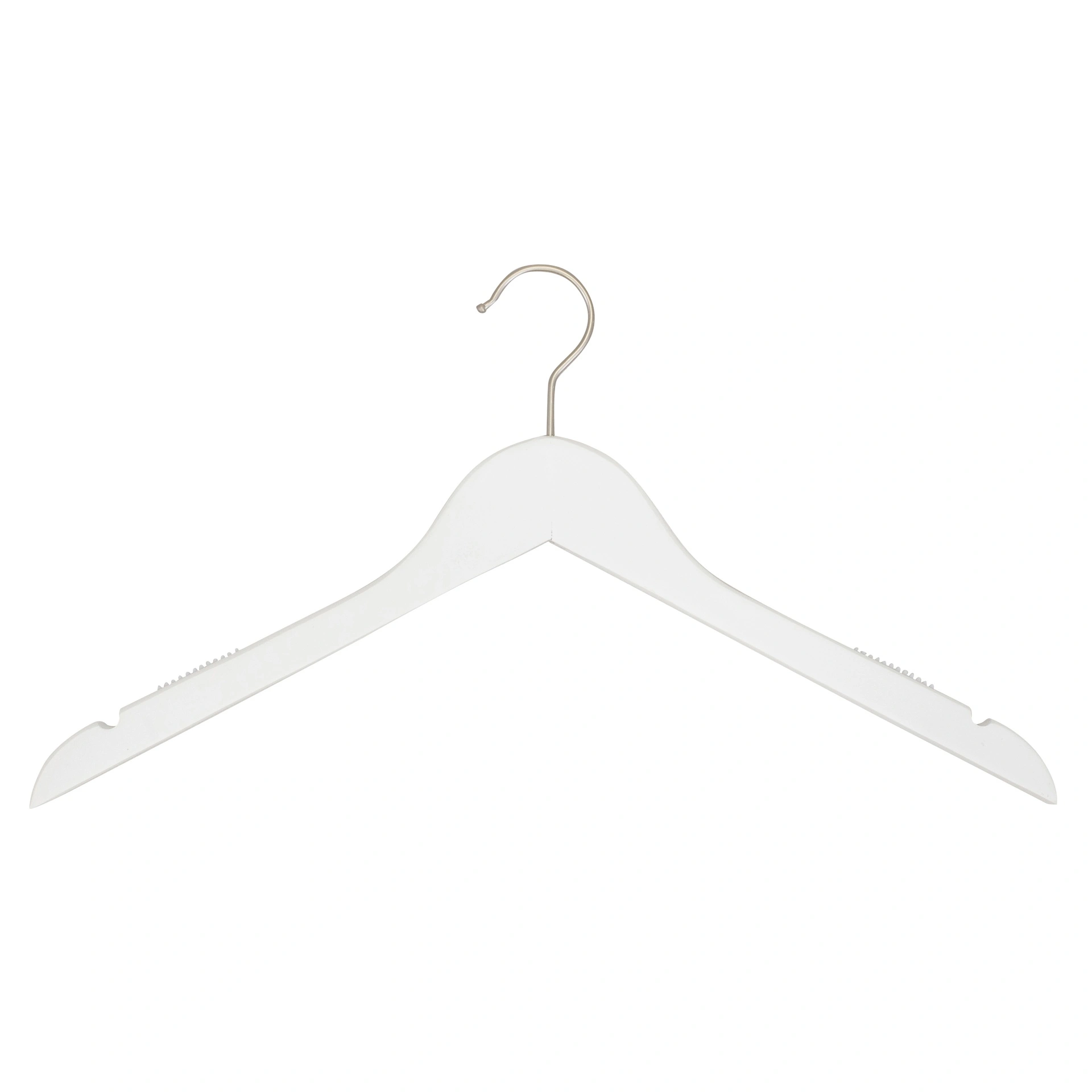 BINK - Percha blanca con antideslizante para adultos, ancho de 44 cm, gancho de níquel - caja de 100 unidades.