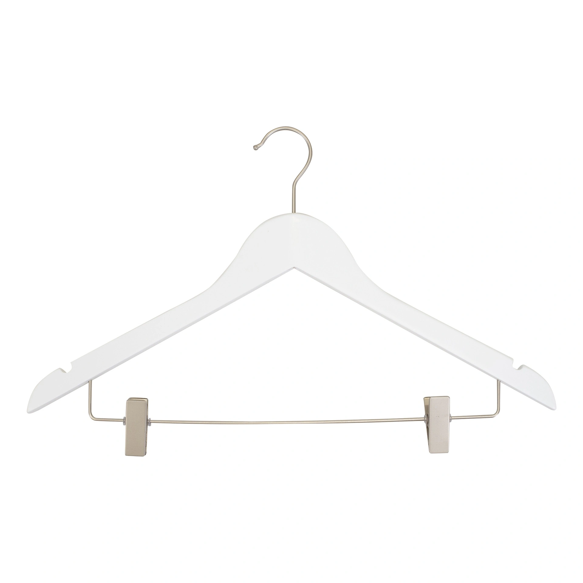 BINK - Weißer Kleiderbügel mit Clips für Erwachsene, 44 cm Breite, Nickel-Haken – 100 Stück pro Karton.